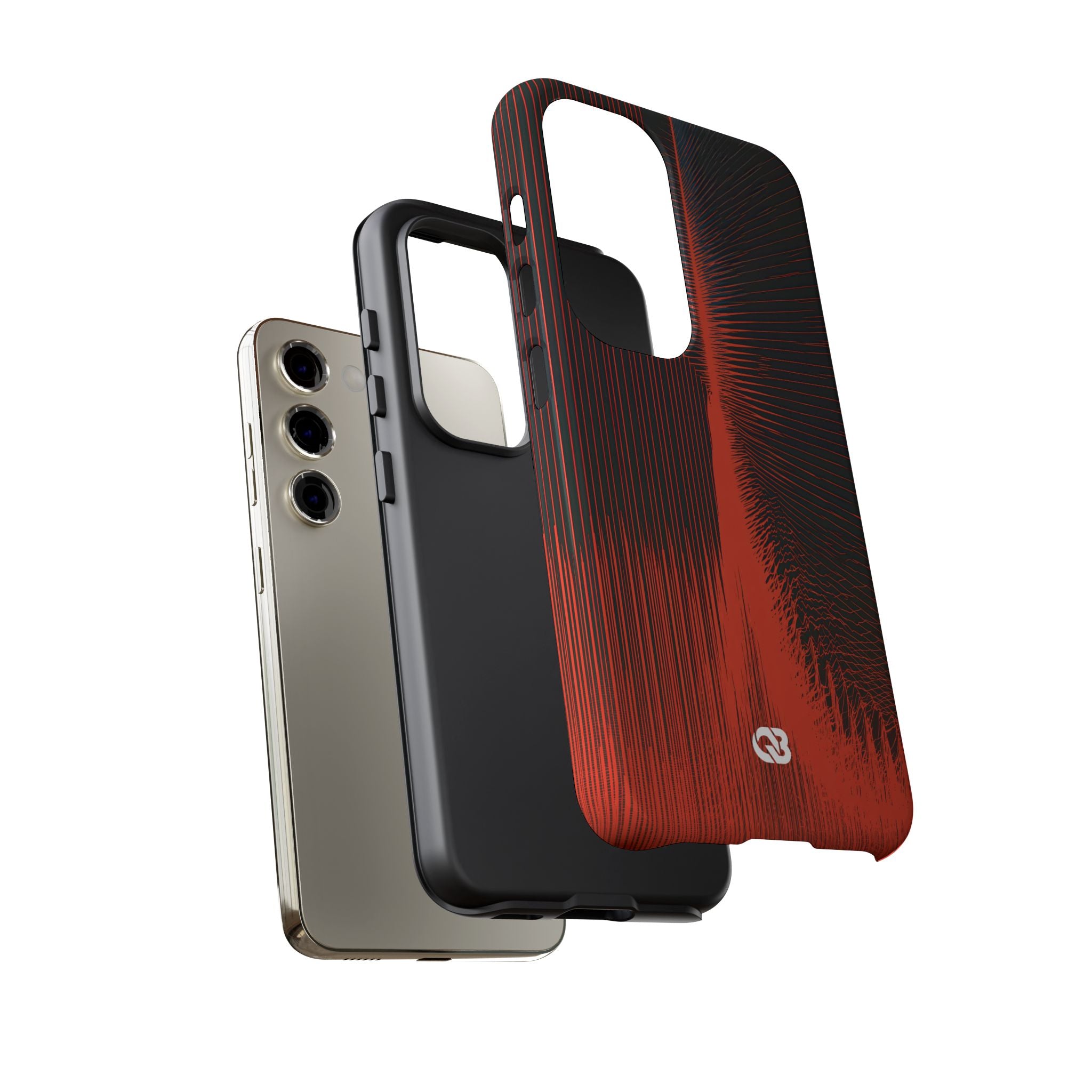 Red Tough Phone Case for Samsung - Crimson Frequency Pulse