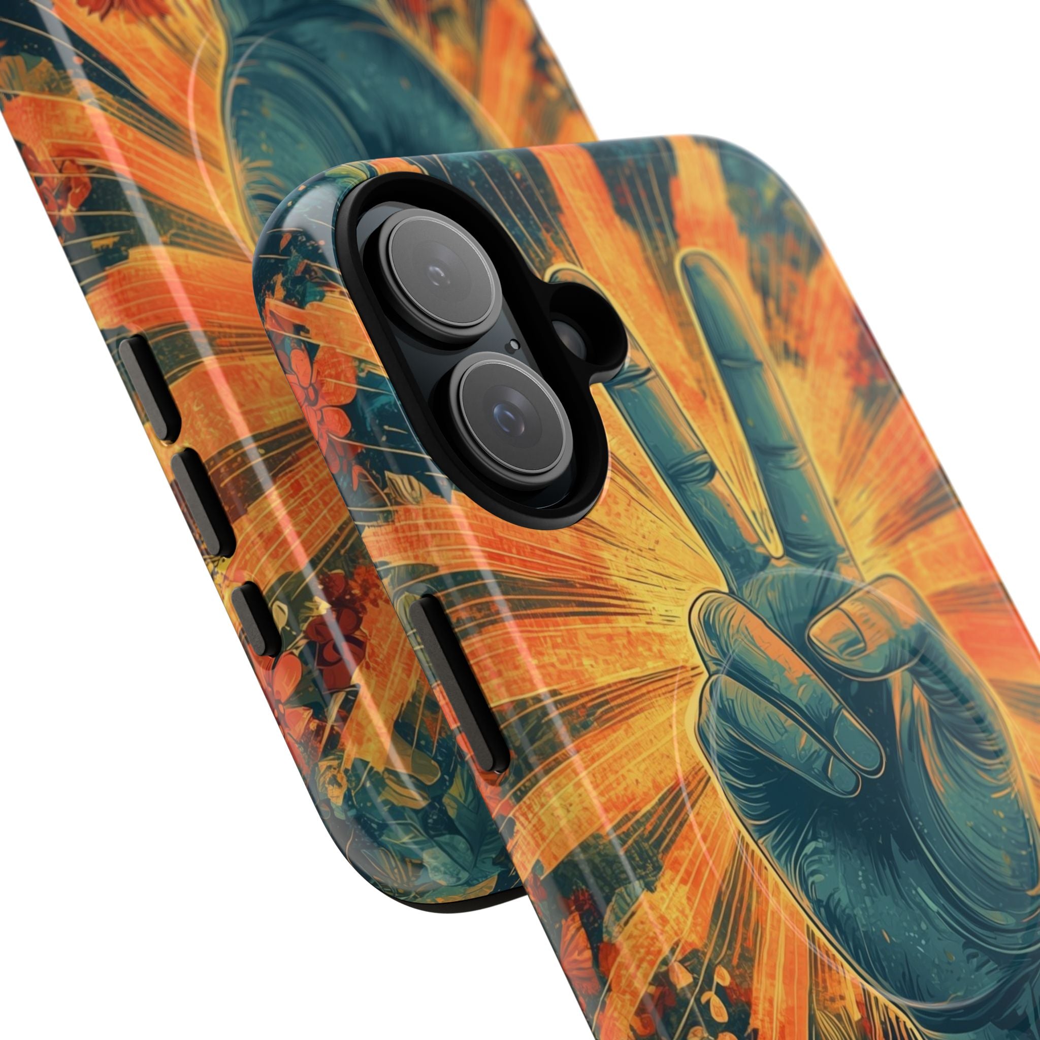 Fleur de paix radieuse · Coque de téléphone Tough+ pour iPhone · Magsafe