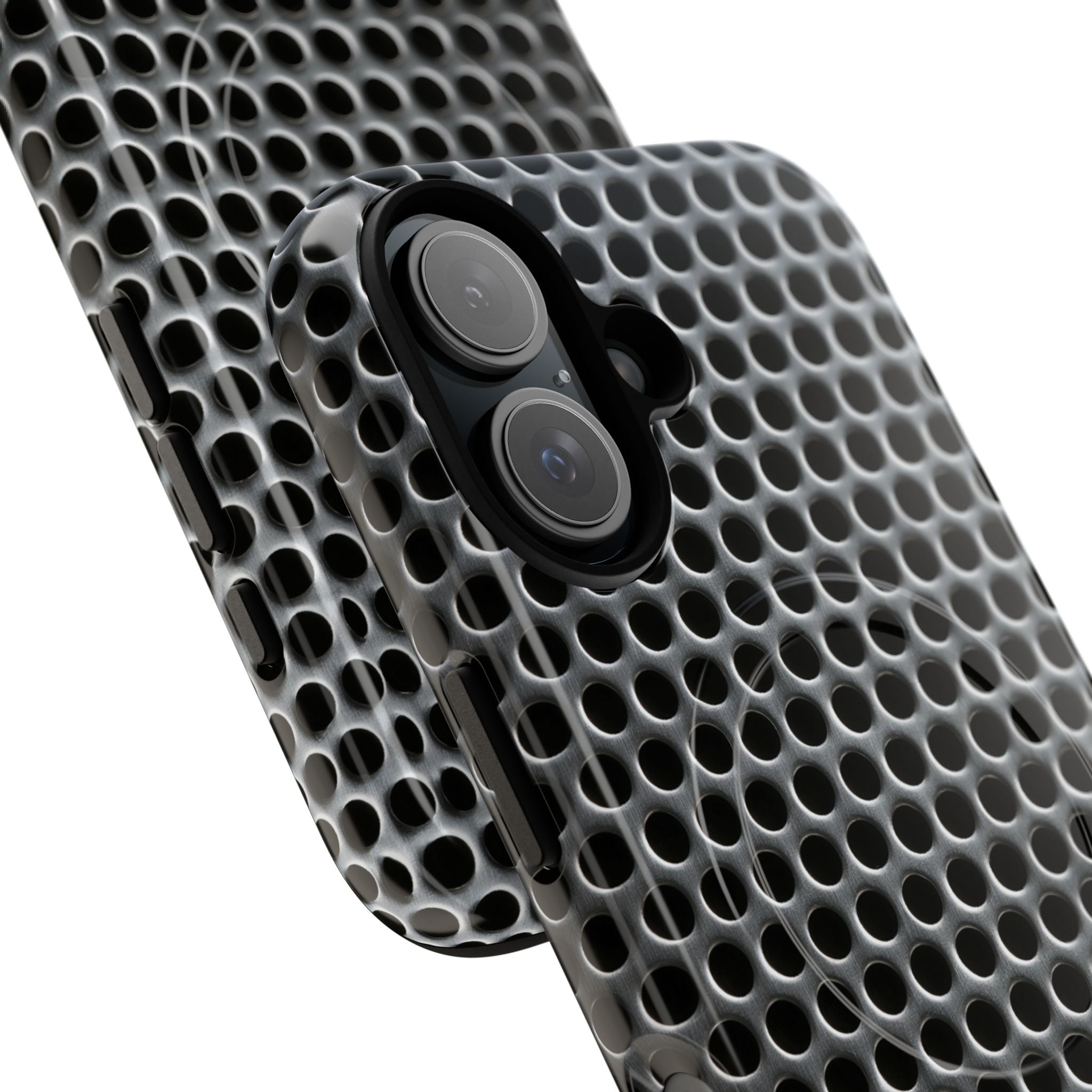 Silver Tough 2.0 Magsafe Phone Case for iPhone - Brutalist Steel Mesh