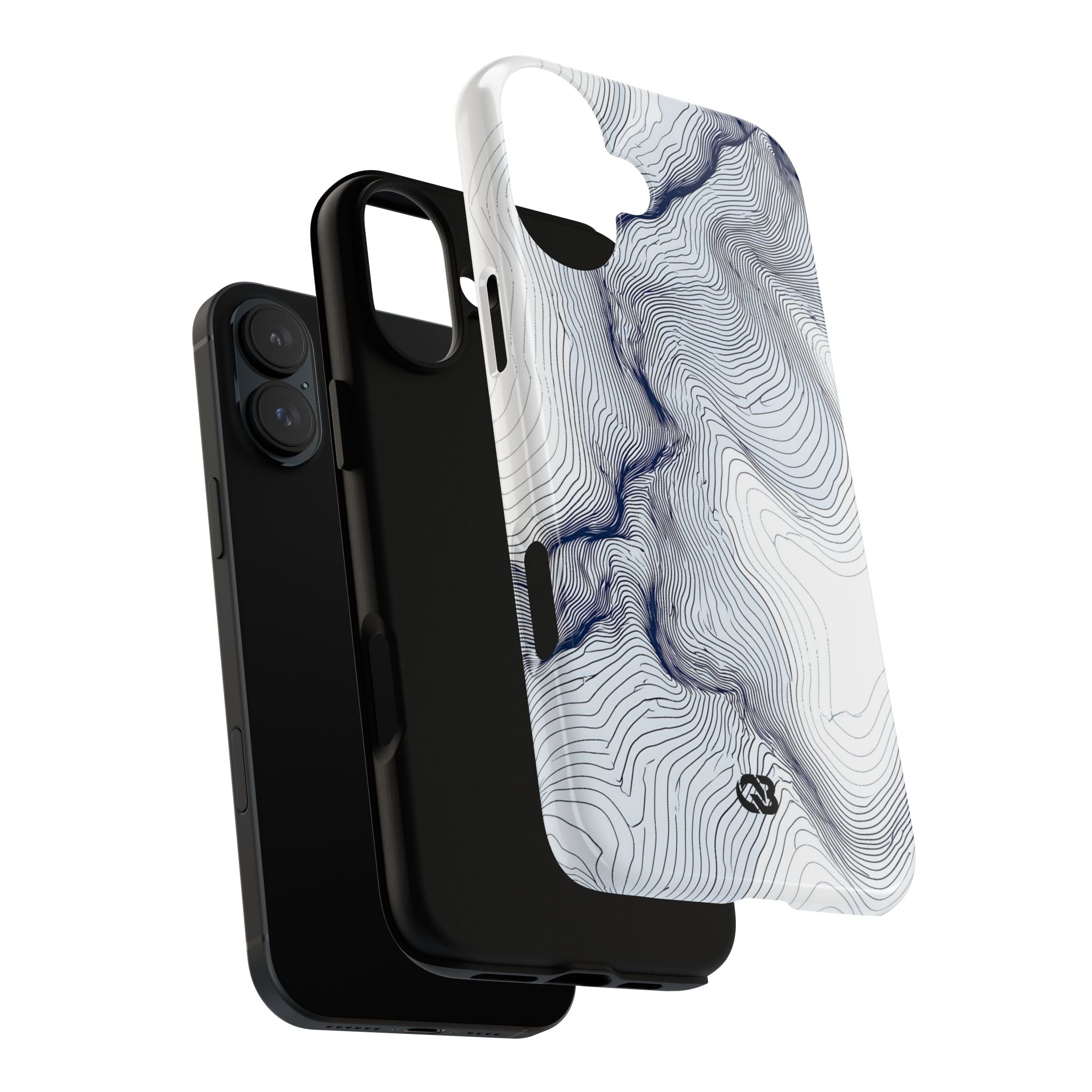 White Tough Phone Case for iPhone - Nordic Ridge Topo