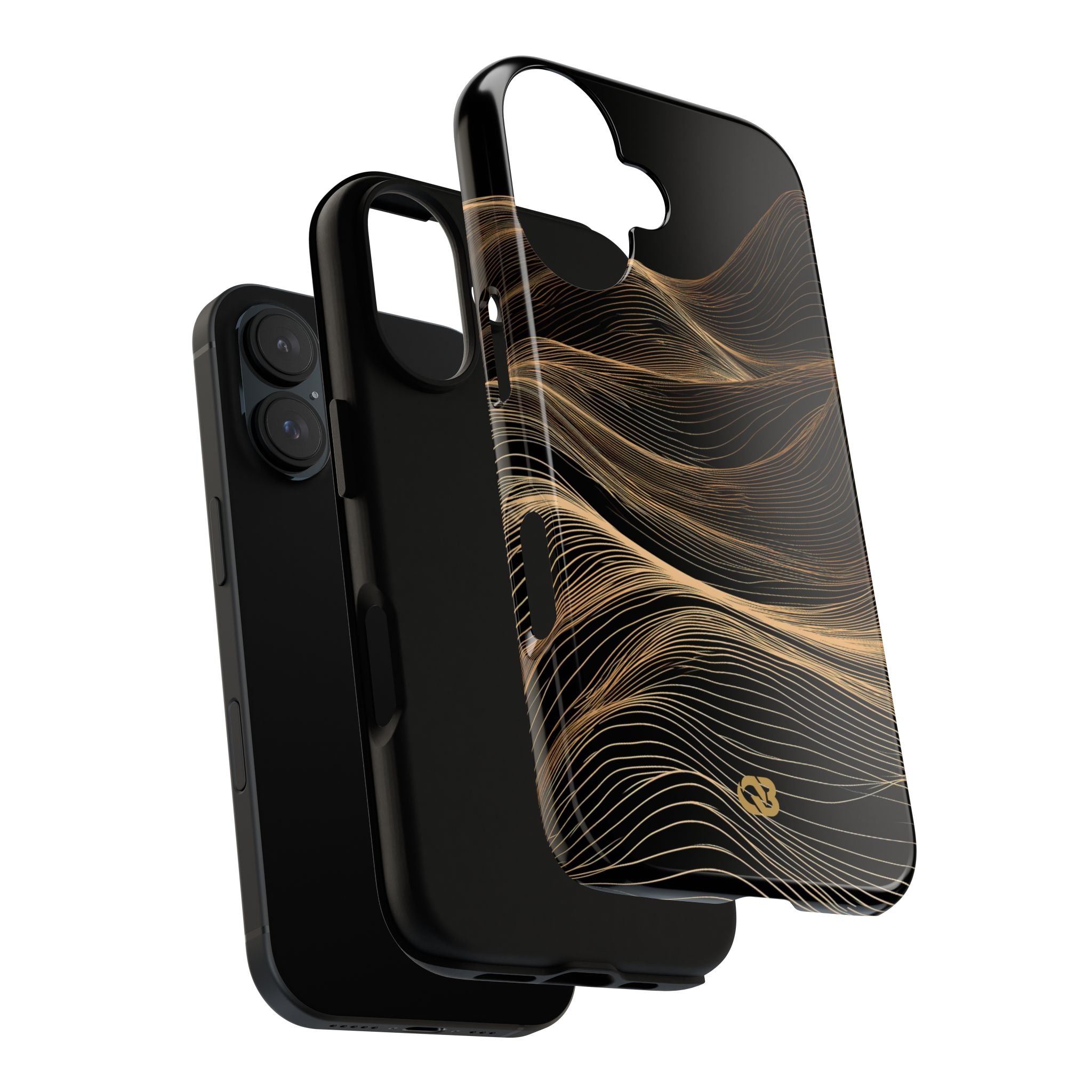 Black Tough Phone Case for iPhone - Copper Topo Ridge