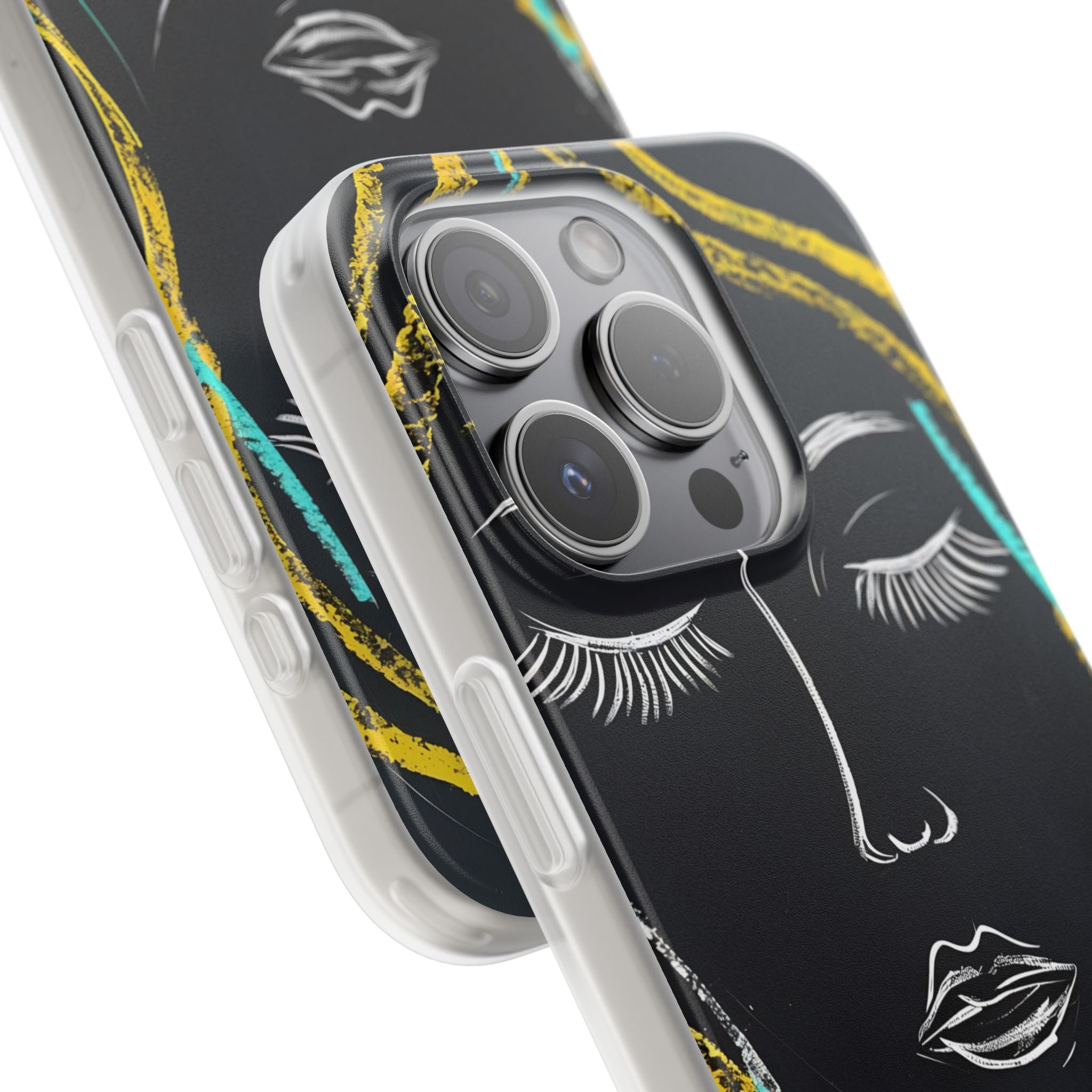 Obsidian Chalk Portrait · Soft Phone Case for iPhone