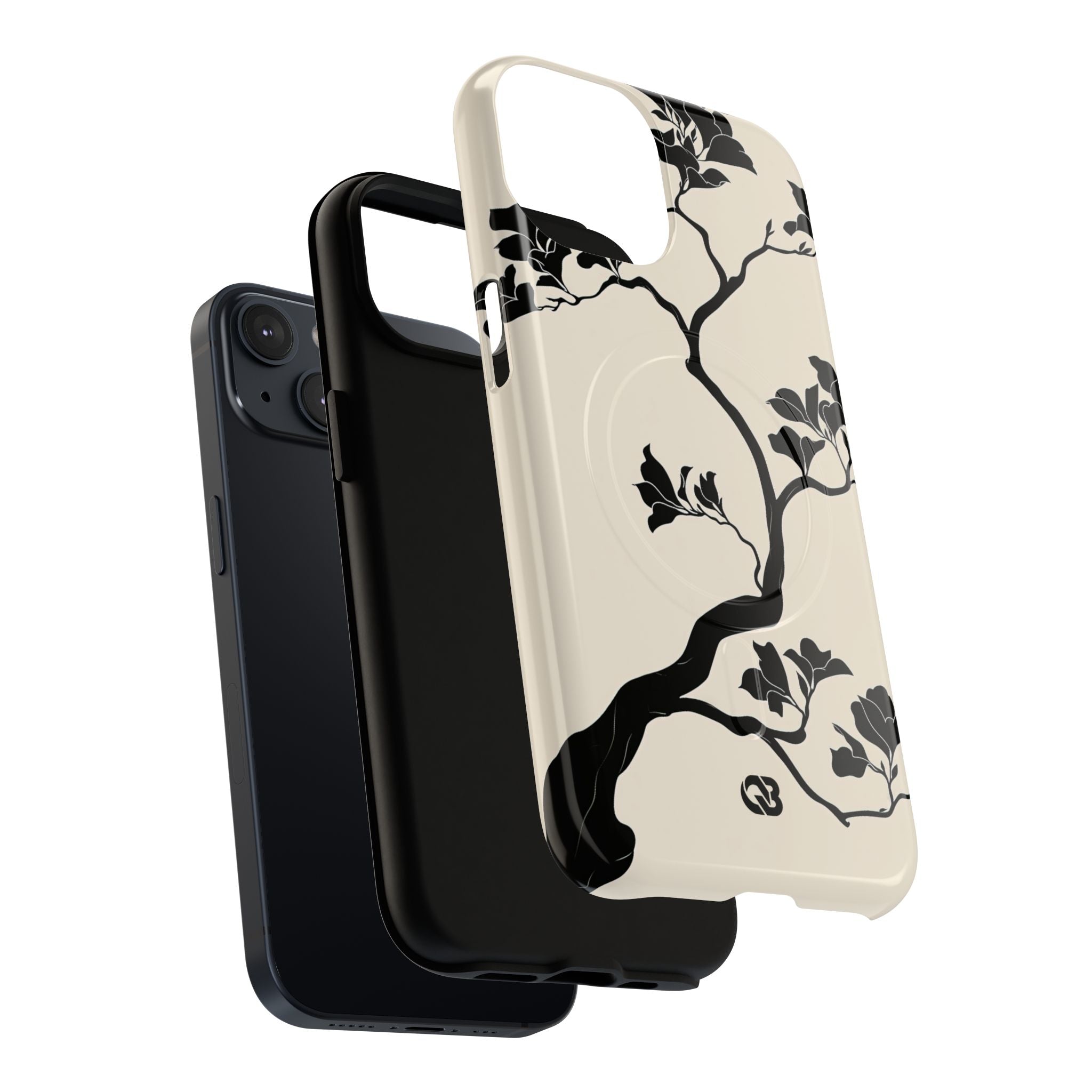 Beige Tough 2.0 Magsafe Phone Case for iPhone - Obsidian Bonsai Silhouette