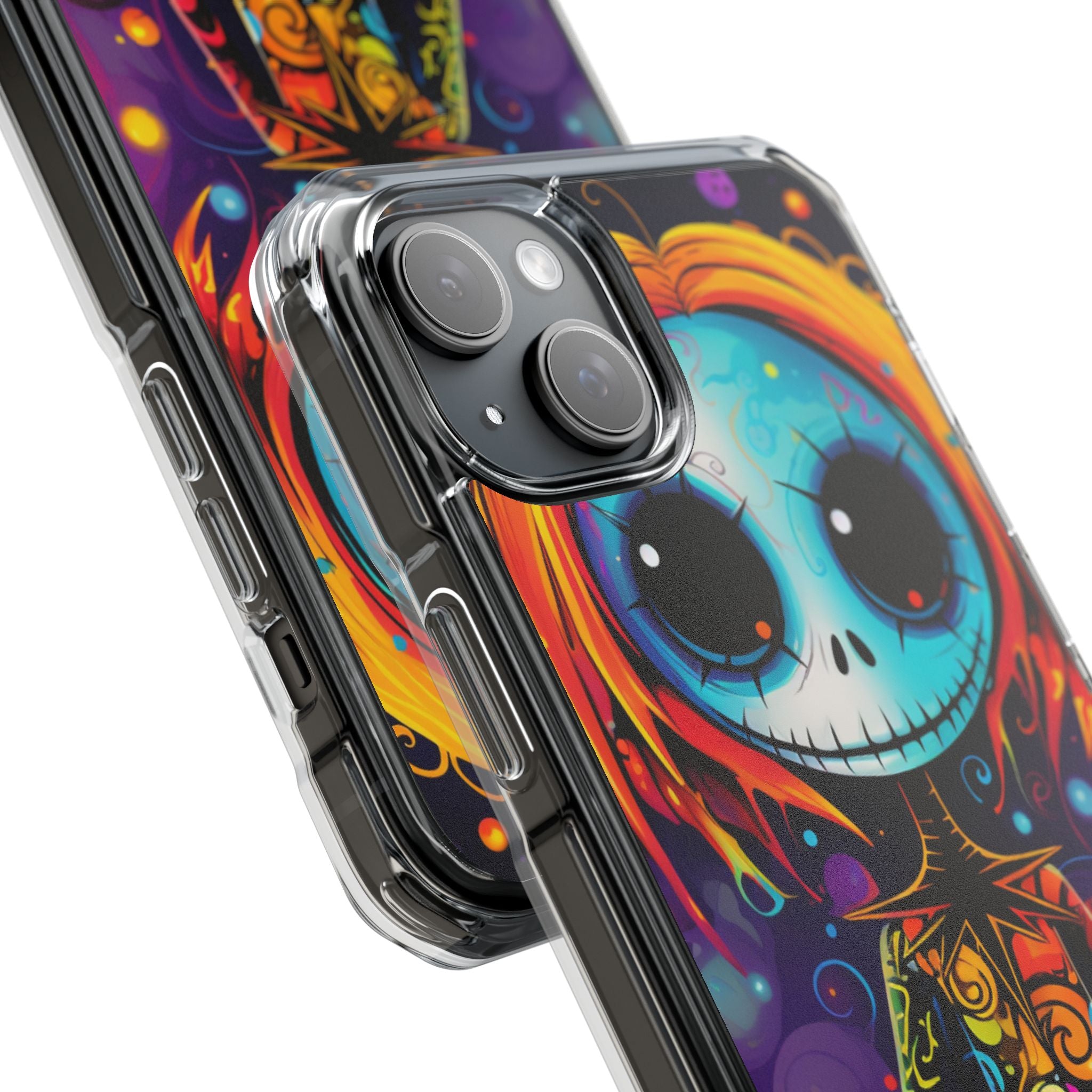 Blue Skull Swirl iPhone 15 Plus Case - Impact - CASE•BOB