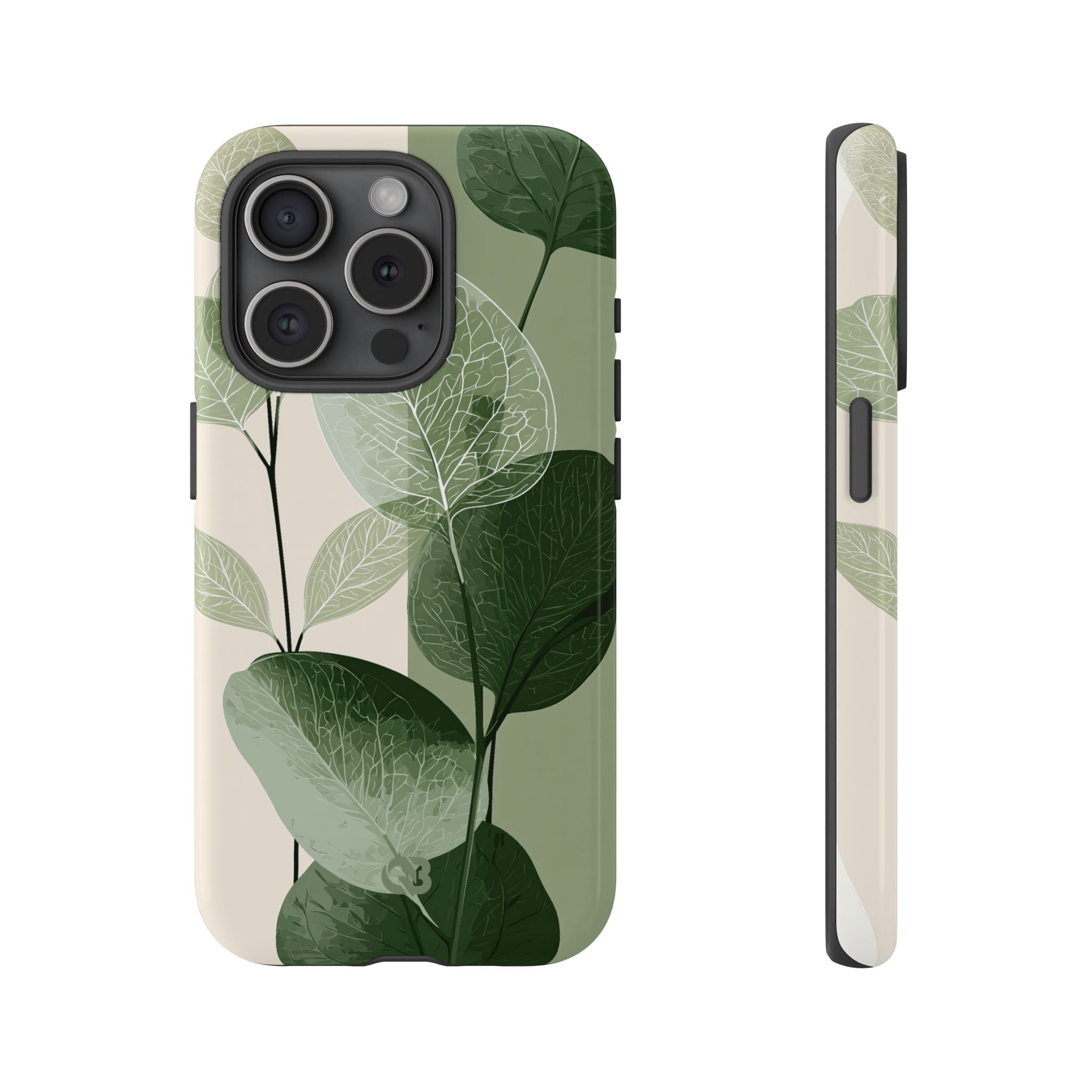 Green Tough Phone Case for iPhone - Sage Leaf Skeletals