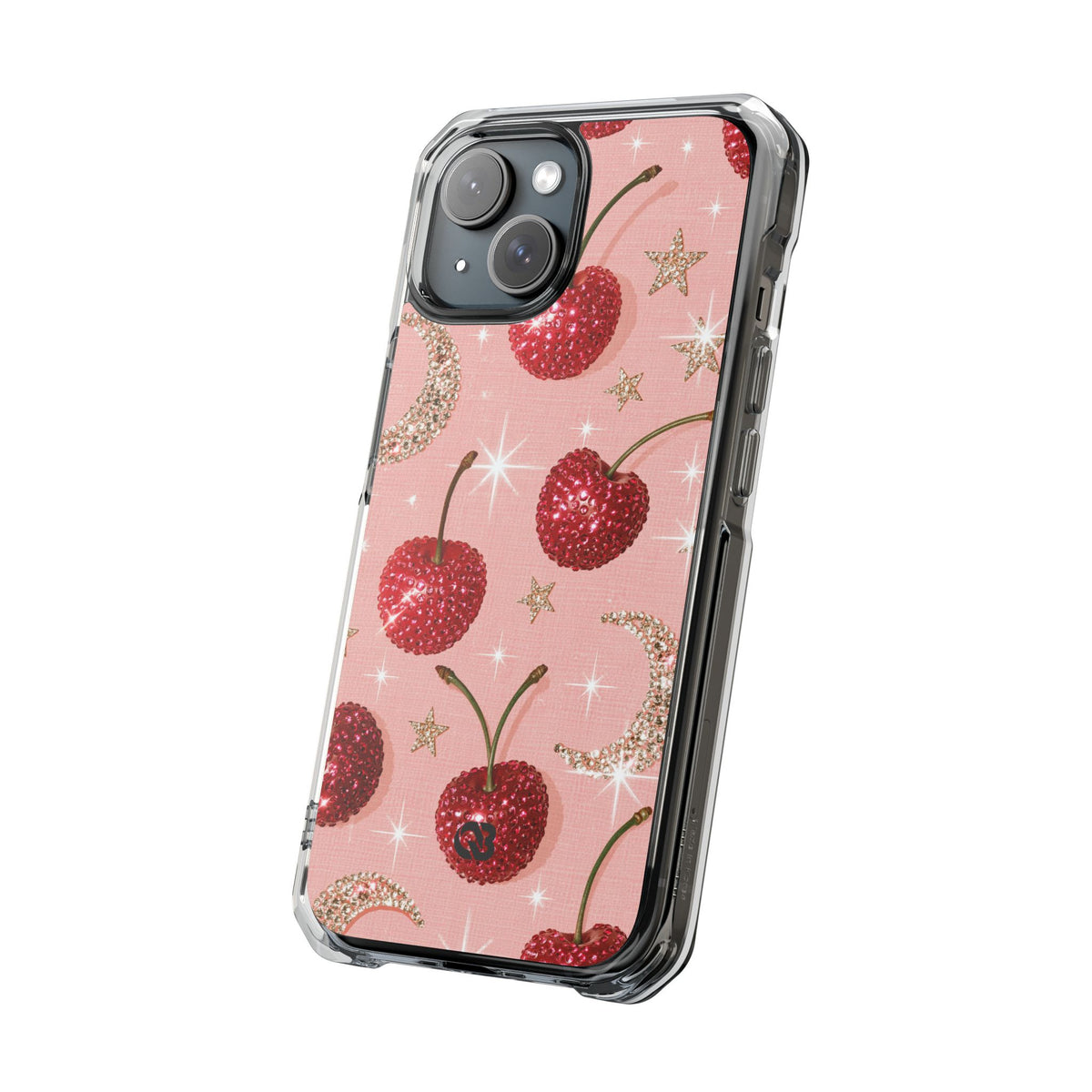 Bedazzled Ruby Cherries · Clear Impact Magnetic Phone Case for iPhone · Pink