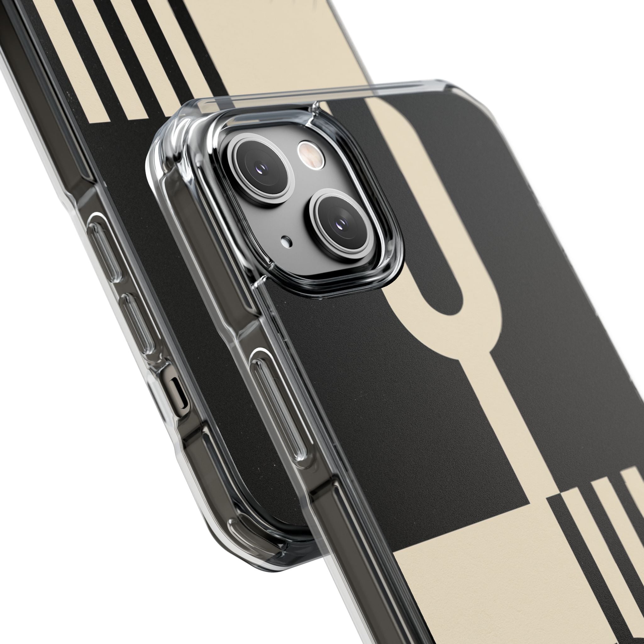 Black Impact MagSafe Phone Case for iPhone - Ivory Signal Grid