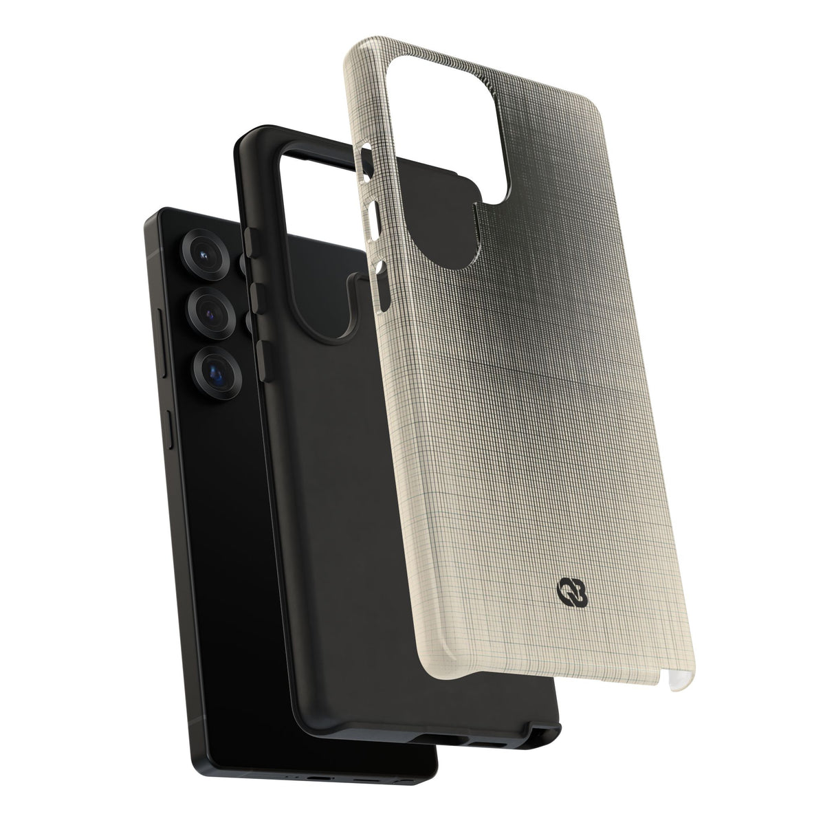 Beige Tough Phone Case for Samsung - Carbon Screen Grid