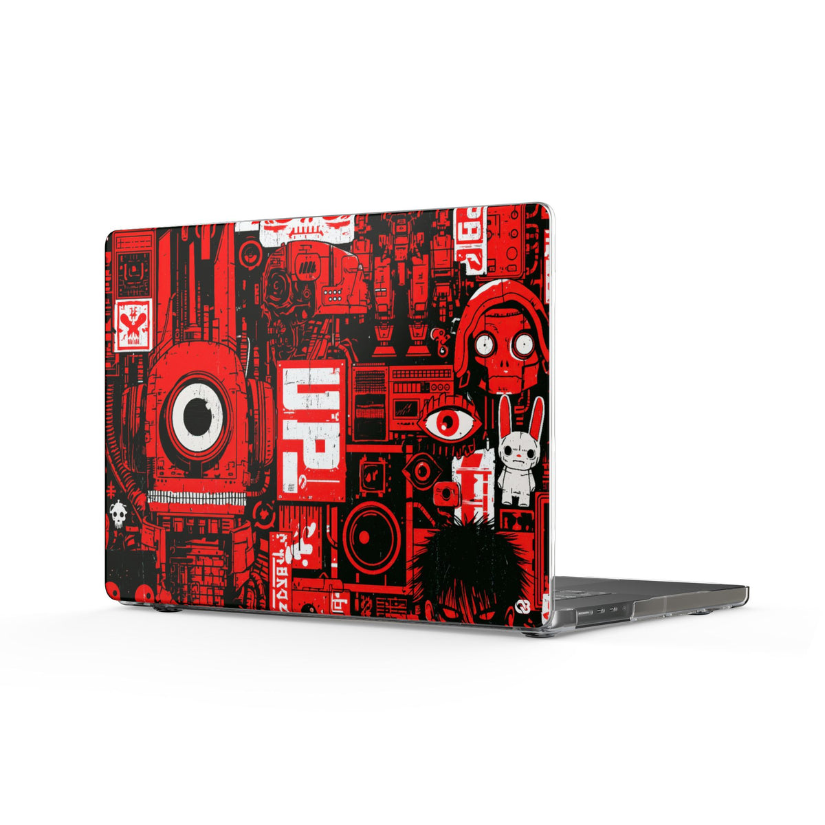 Neo Mecha Collage · Clear Hard Case for MacBook · Red