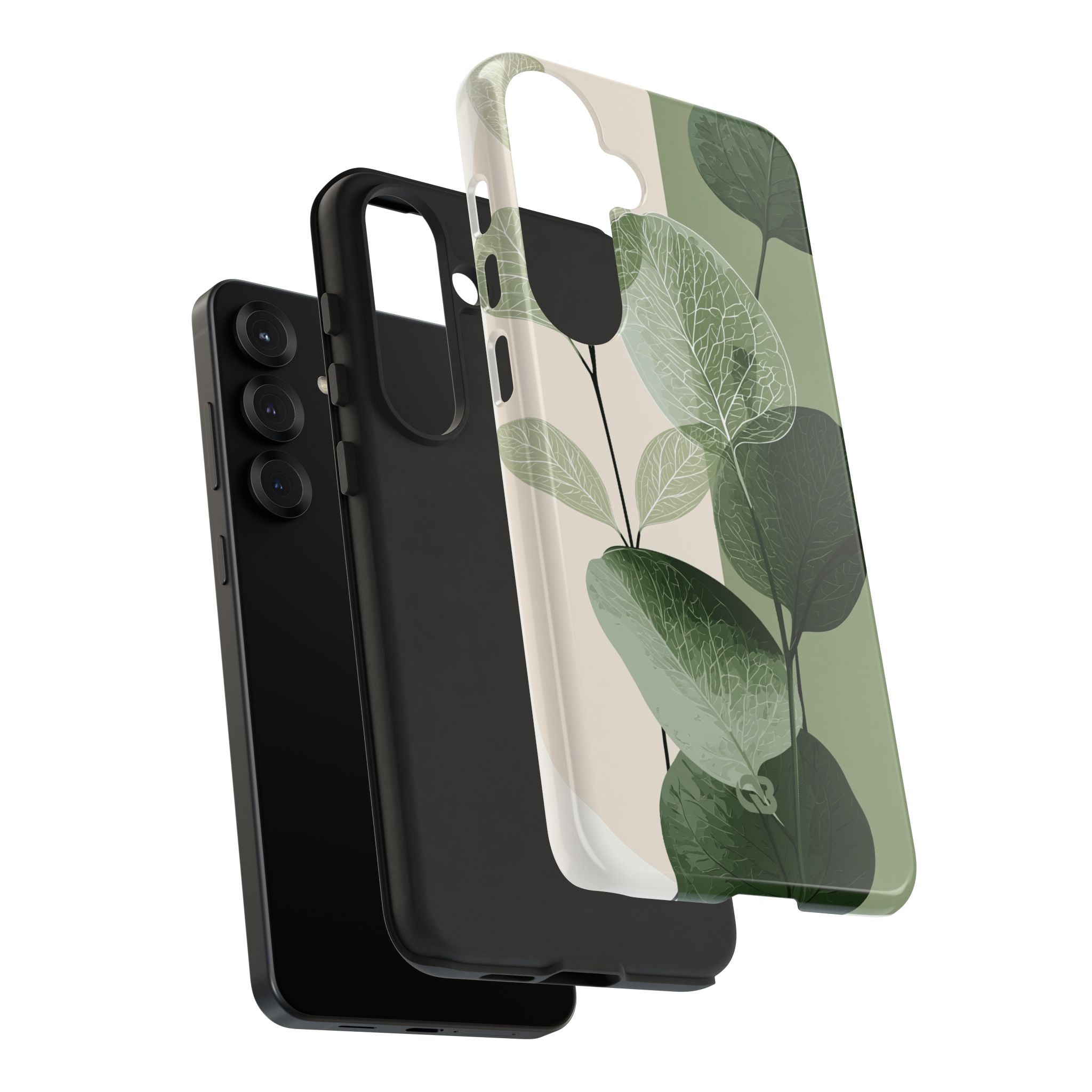 Green Tough Phone Case for Samsung - Sage Leaf Skeletals