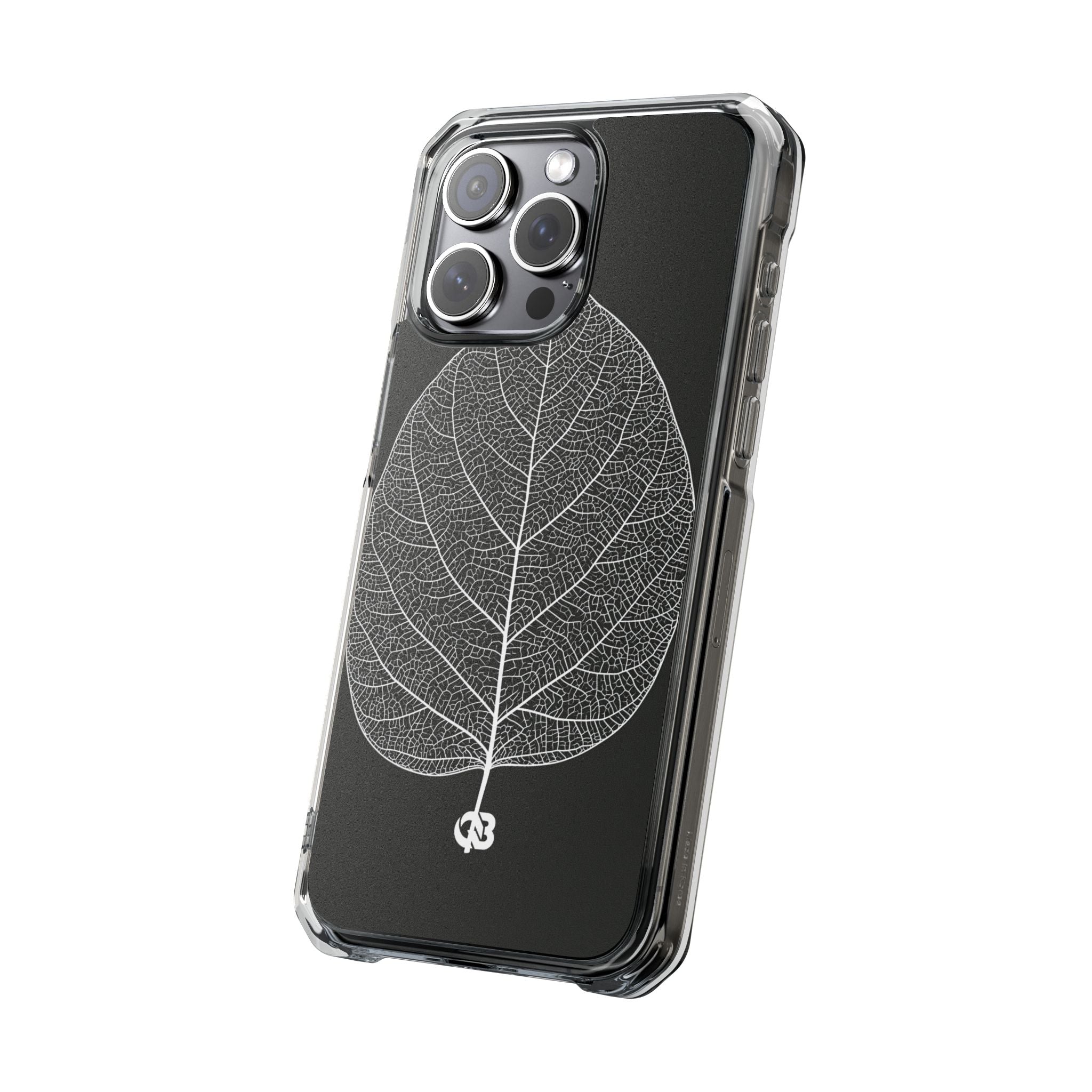 Black Impact MagSafe Phone Case for iPhone - Bleached Leaf Lattice