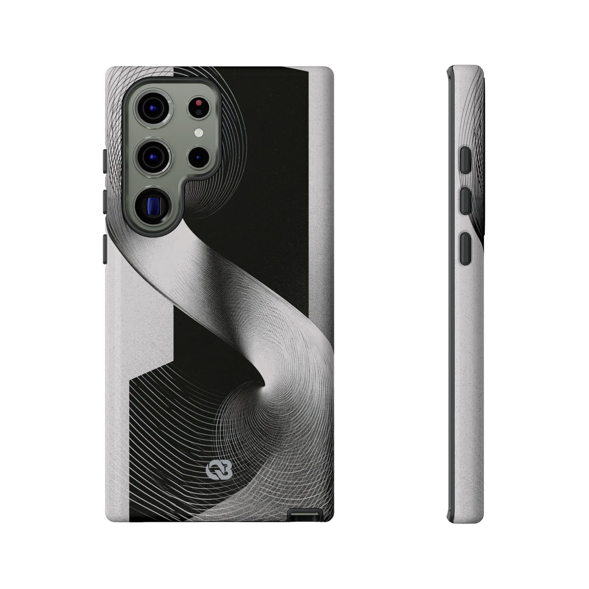 Grey Tough Phone Case for Samsung - Obsidian Moiré Wave