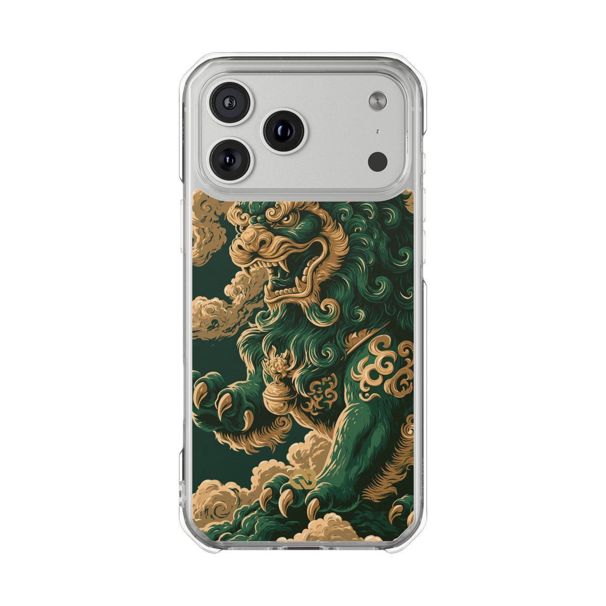 Imperial Guardian Lion · Clear Impact Magnetic Phone Case for iPhone · Green