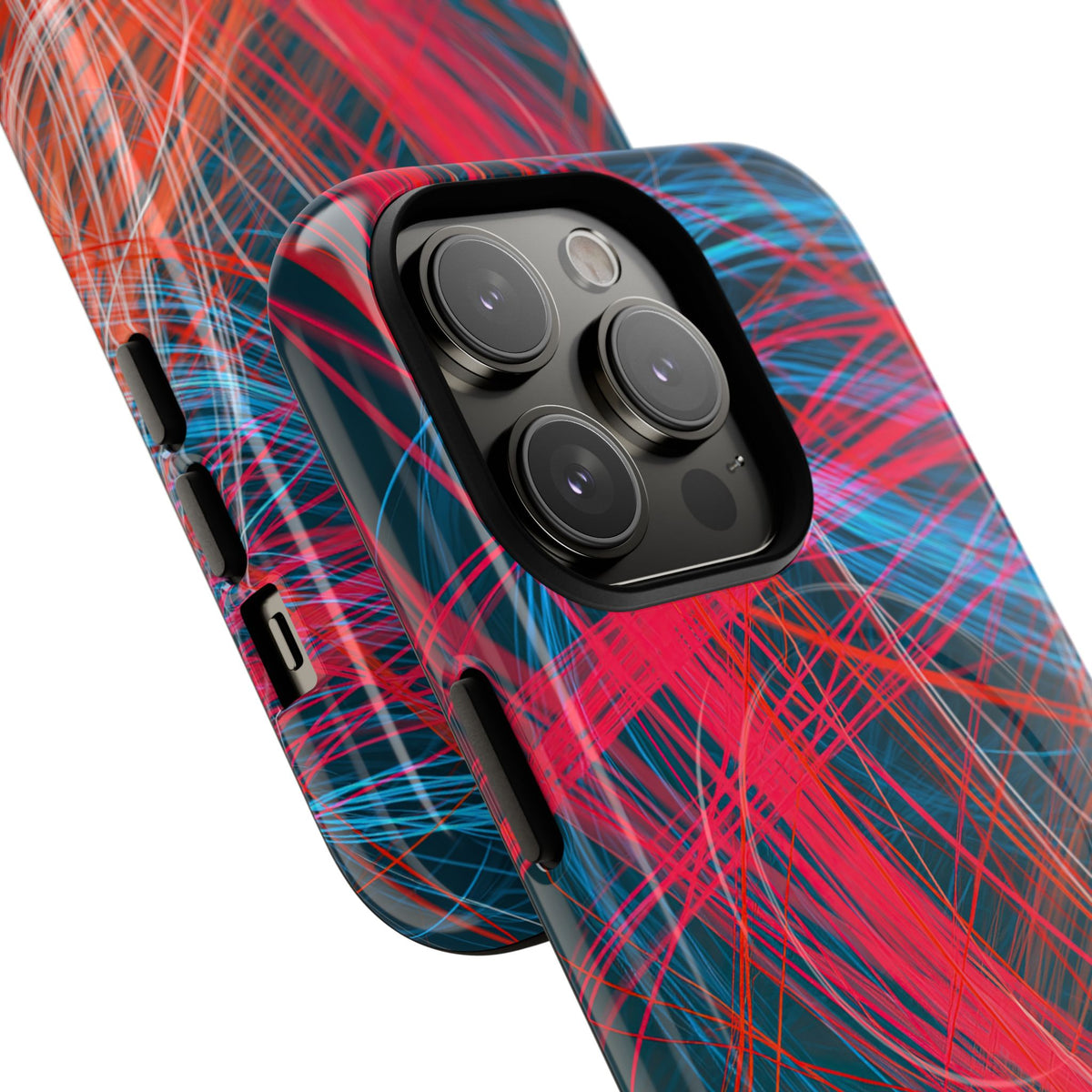 Neon Fiber Stream · Tough 2.0 Magnetic Phone Case for iPhone · Red