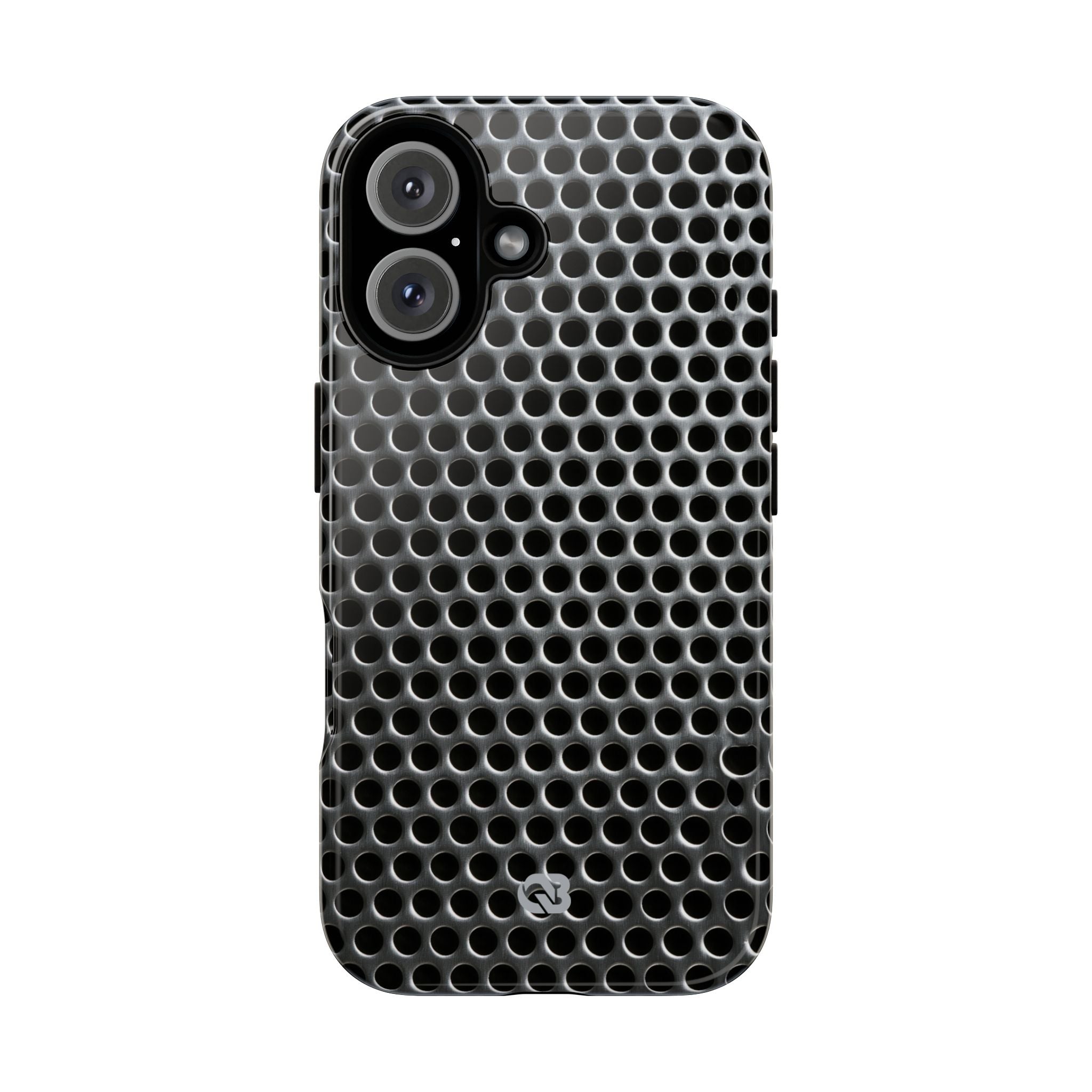 Silver Tough Phone Case for iPhone - Brutalist Steel Mesh