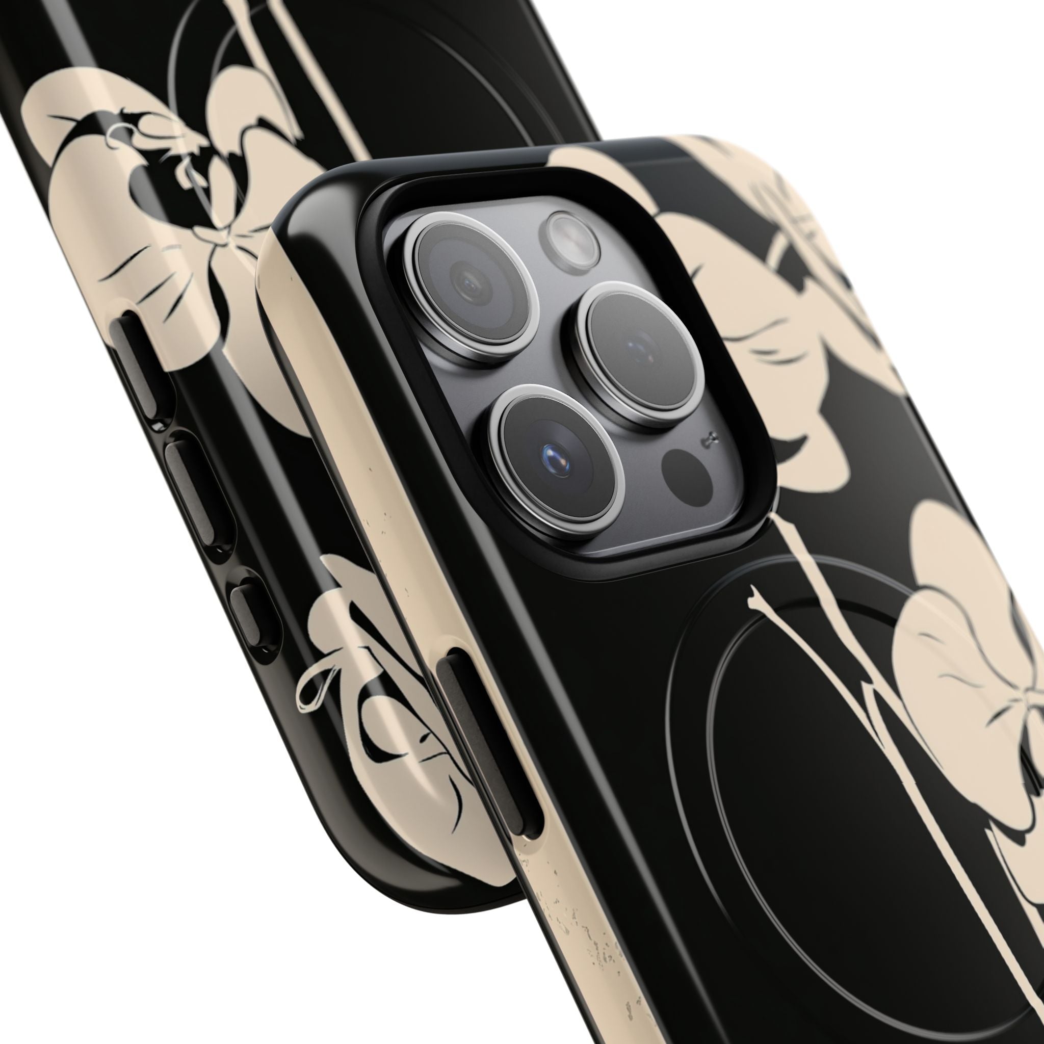 Black Tough 2.0 Magsafe Phone Case for iPhone - Obsidian Bone Orchid