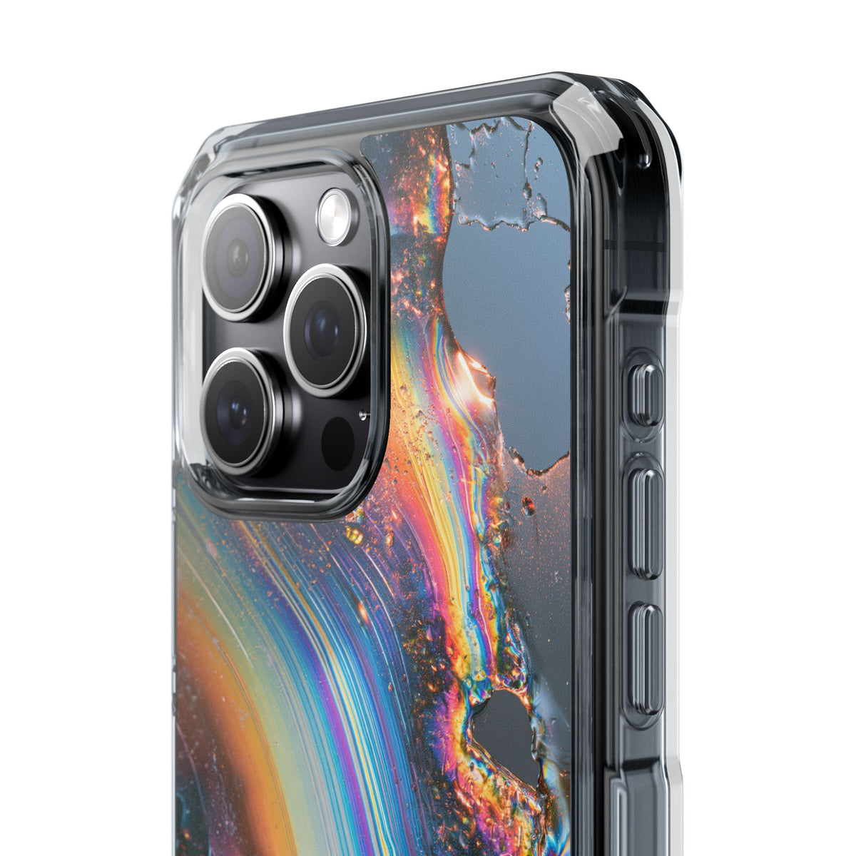 Prismatic Aura Flow · Clear Impact Magnetic Phone Case for iPhone · Blue