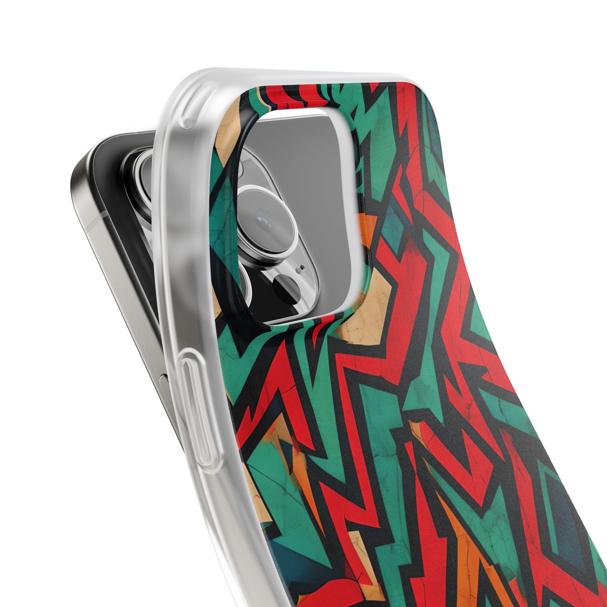 Jagged Teal Static · Soft Phone Case for iPhone