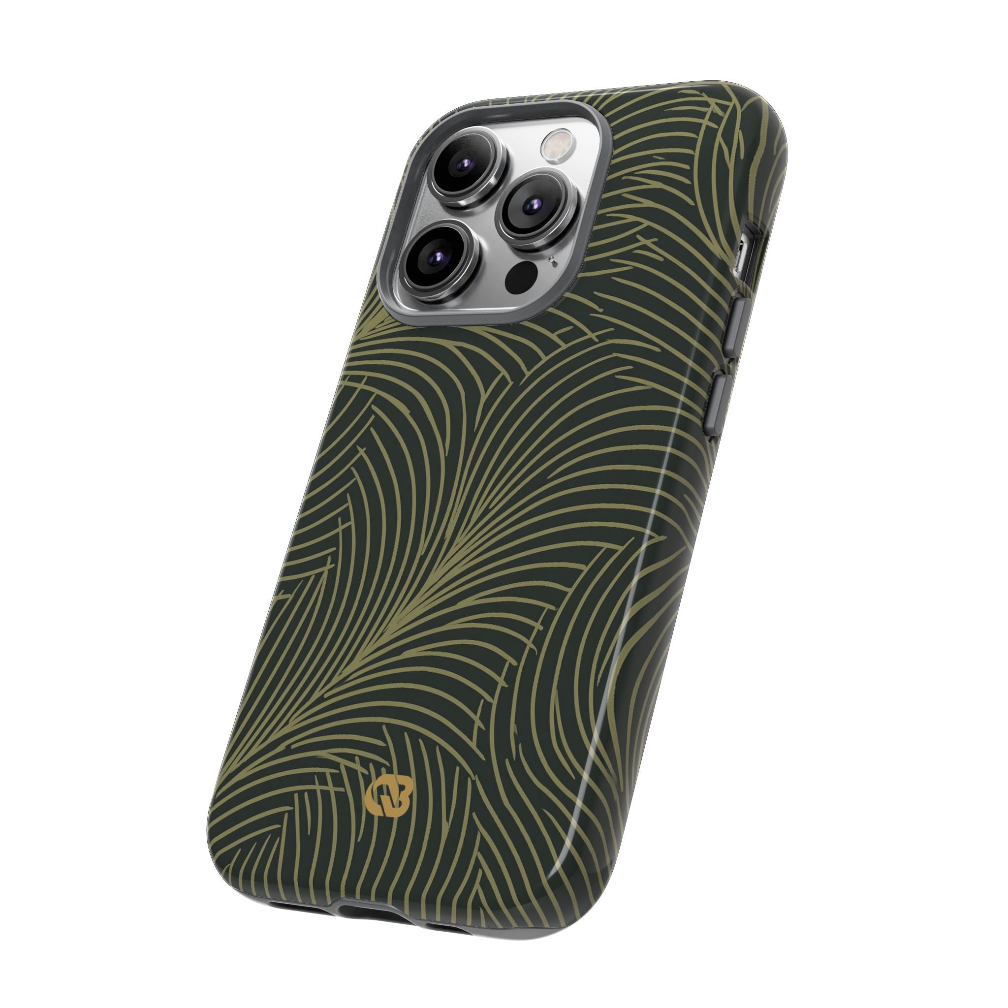 Green Tough Phone Case for iPhone - Dark Olive Plume