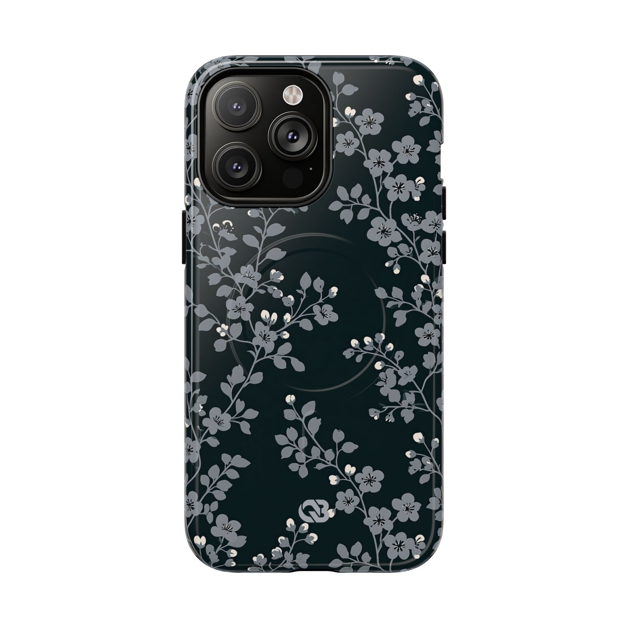 Black Tough 2.0 Magsafe Phone Case for iPhone - Midnight Slate Blossom