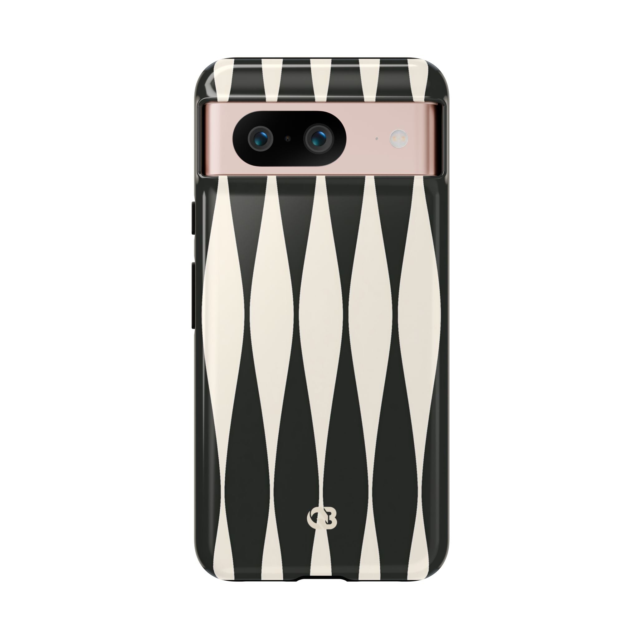 Black Tough Phone Case for Google Pixel - Ivory Spindle Grid