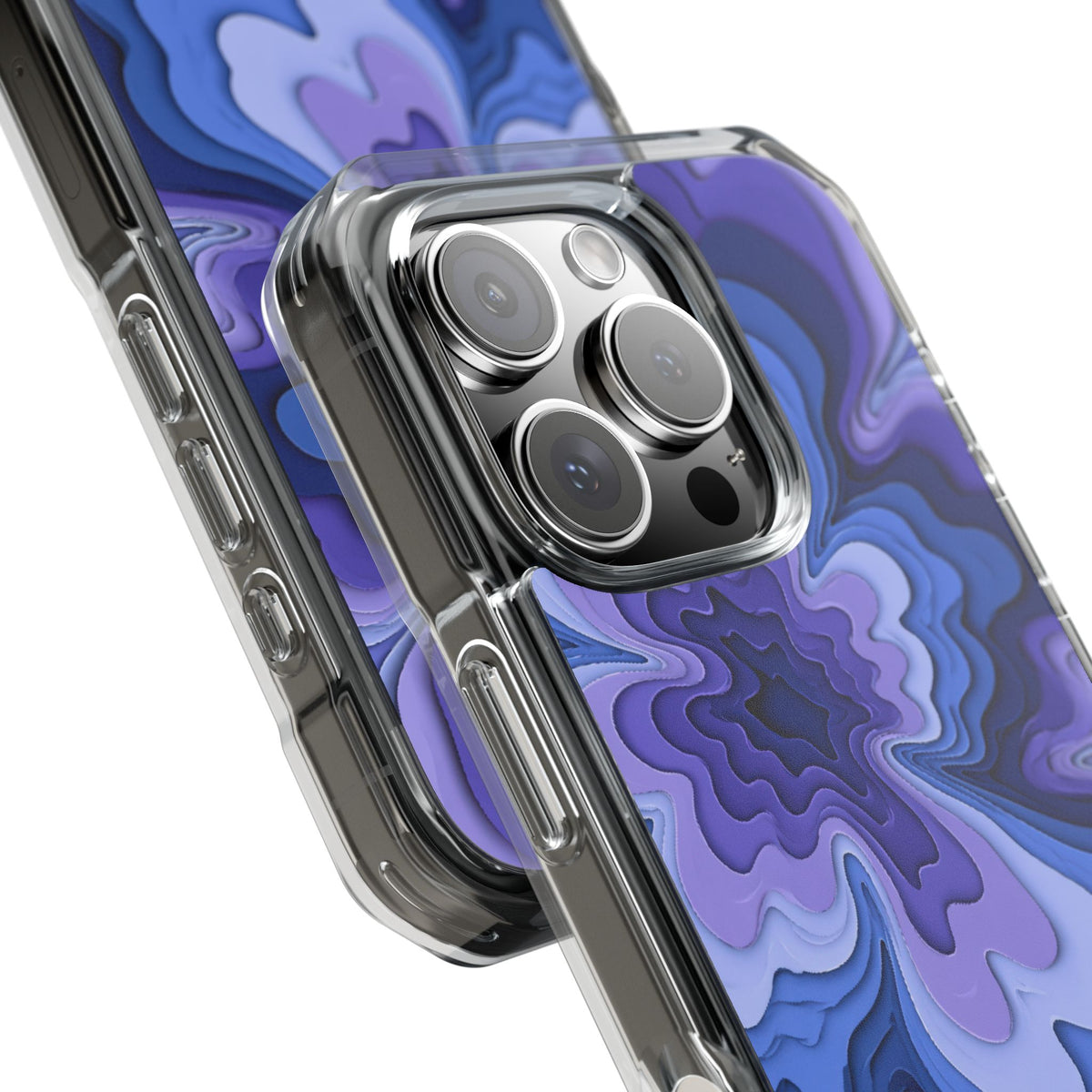 Periwinkle Strata Bloom · Clear Impact Magnetic Phone Case for iPhone · Purple