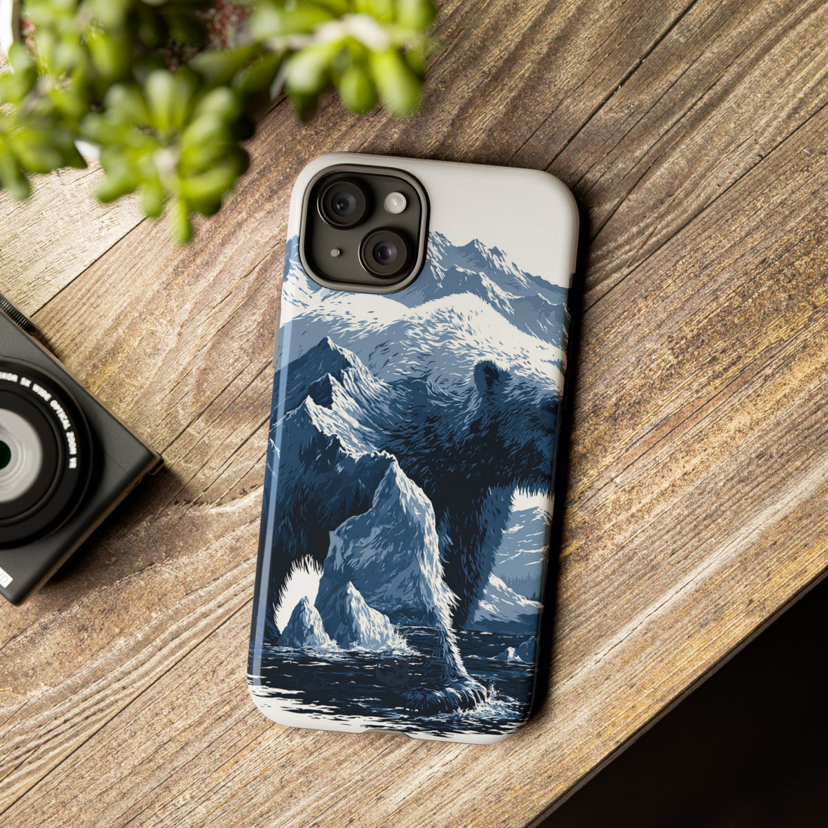 Fjord Summit Bear · Tough Phone Case for iPhone · Blue