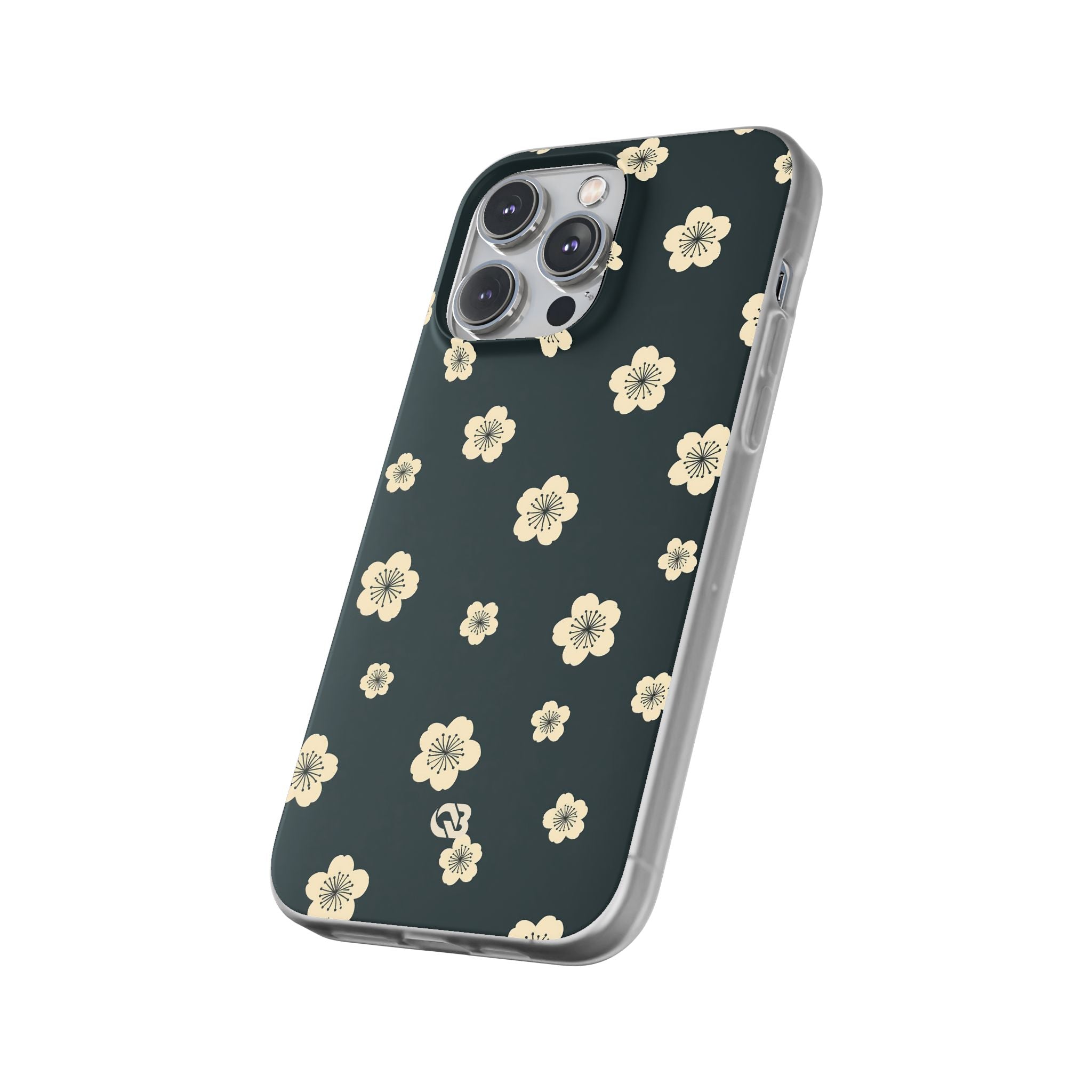 Teal Lite Phone Case for iPhone - Obsidian Cream Petals