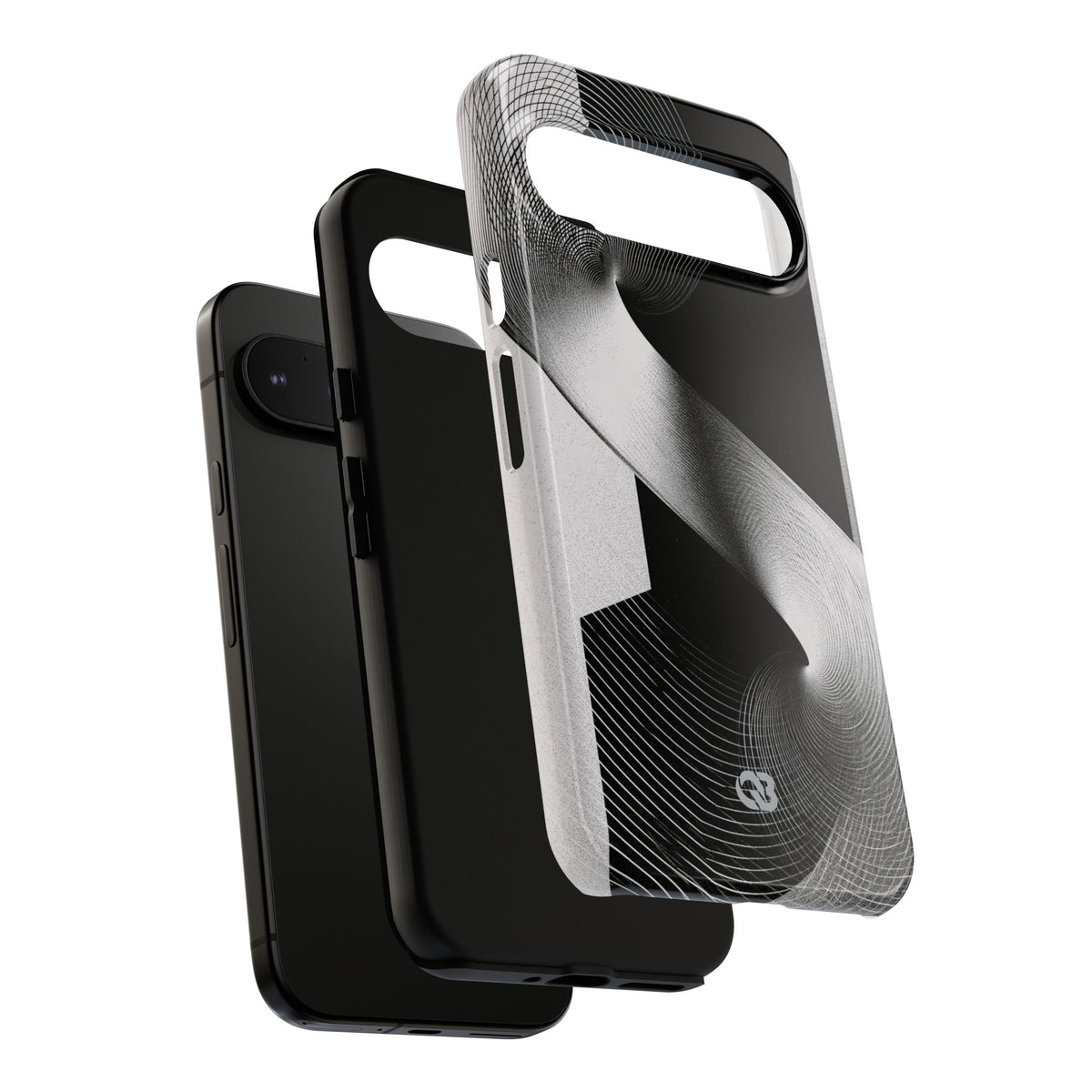 Grey Tough Phone Case for Google Pixel - Obsidian Moiré Wave