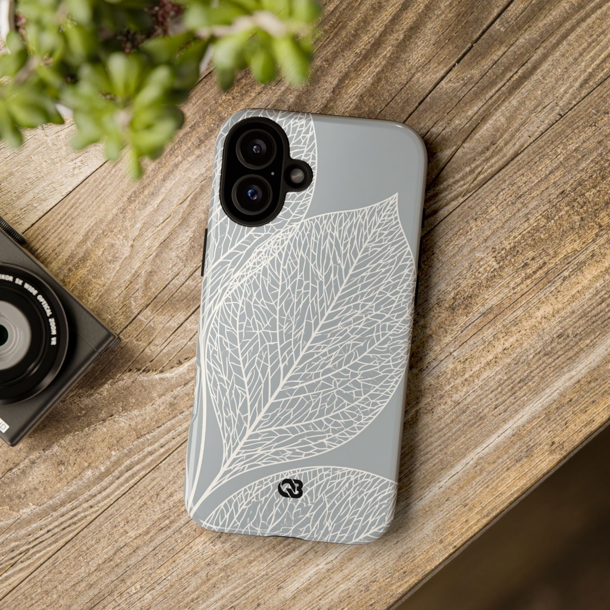 Grey Tough Phone Case for iPhone - Frosted Ash Veins