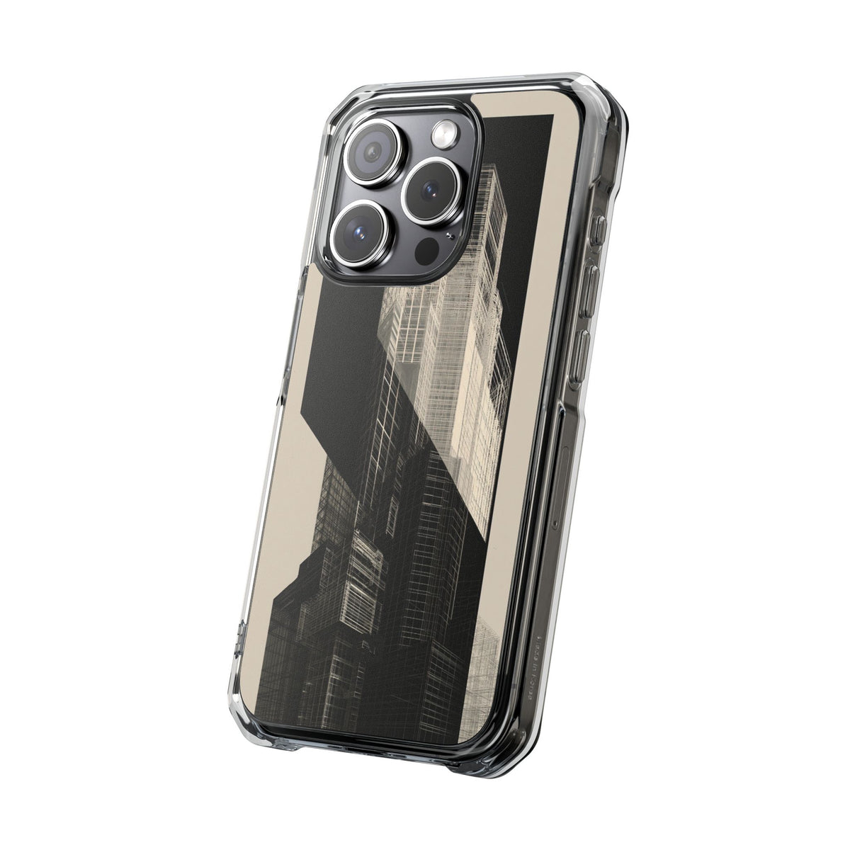 Beige Impact MagSafe Phone Case for iPhone - Monolith Urban Grid