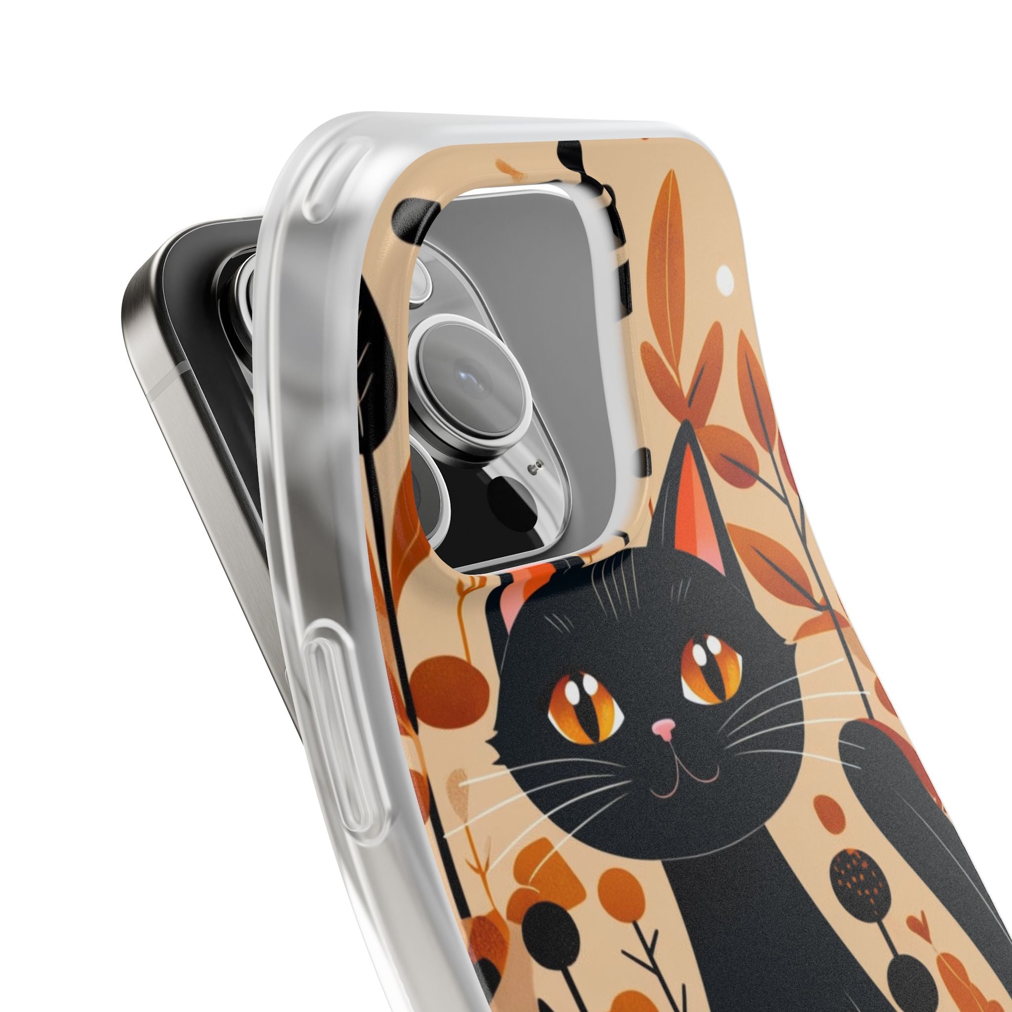 Sort Kat Glød iPhone 16 Pro Cover - Blødt