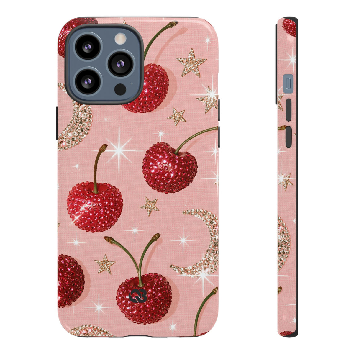 Bedazzled Ruby Cherries · Tough Phone Case for iPhone · Pink