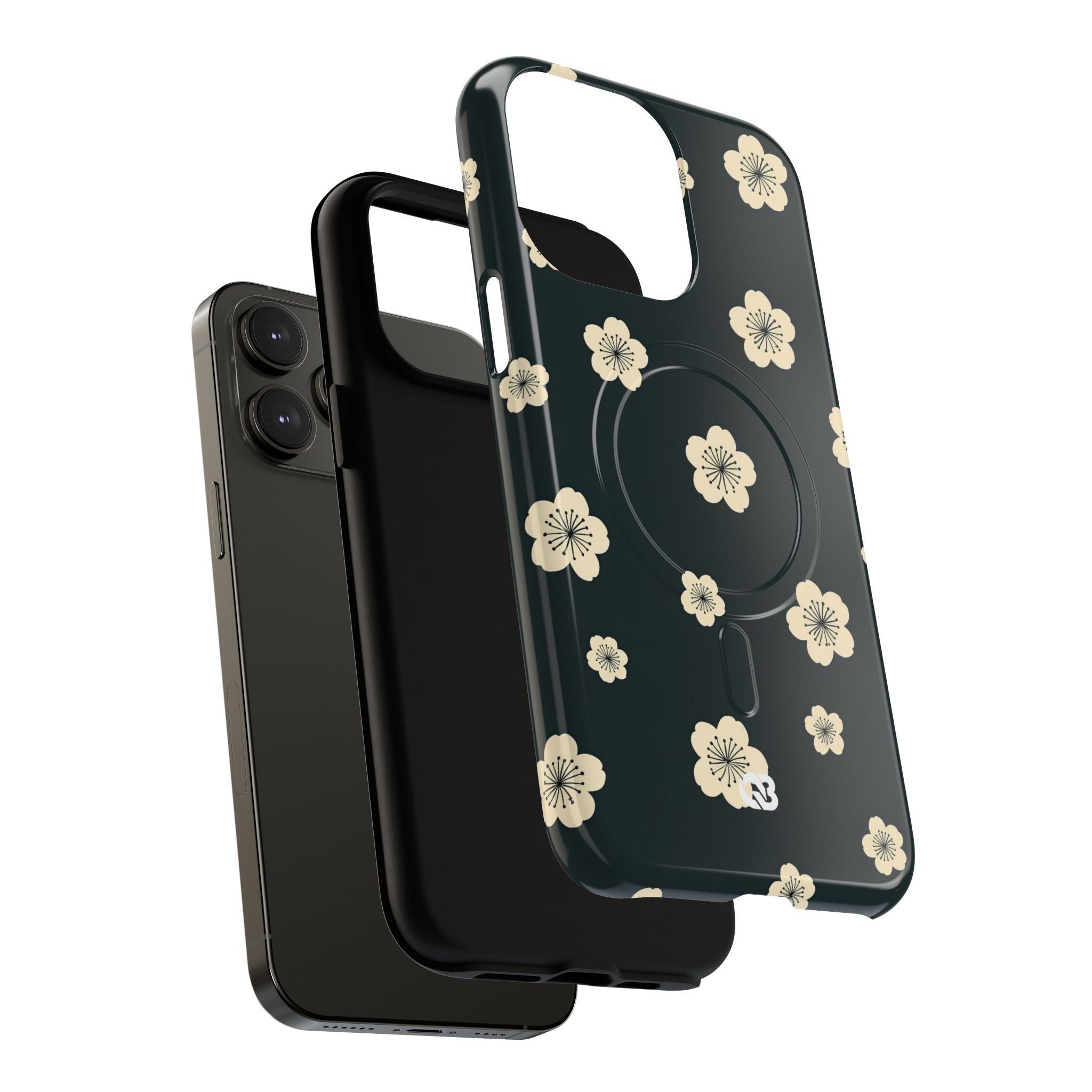 Teal Tough 2.0 Magsafe Phone Case for iPhone - Obsidian Cream Petals