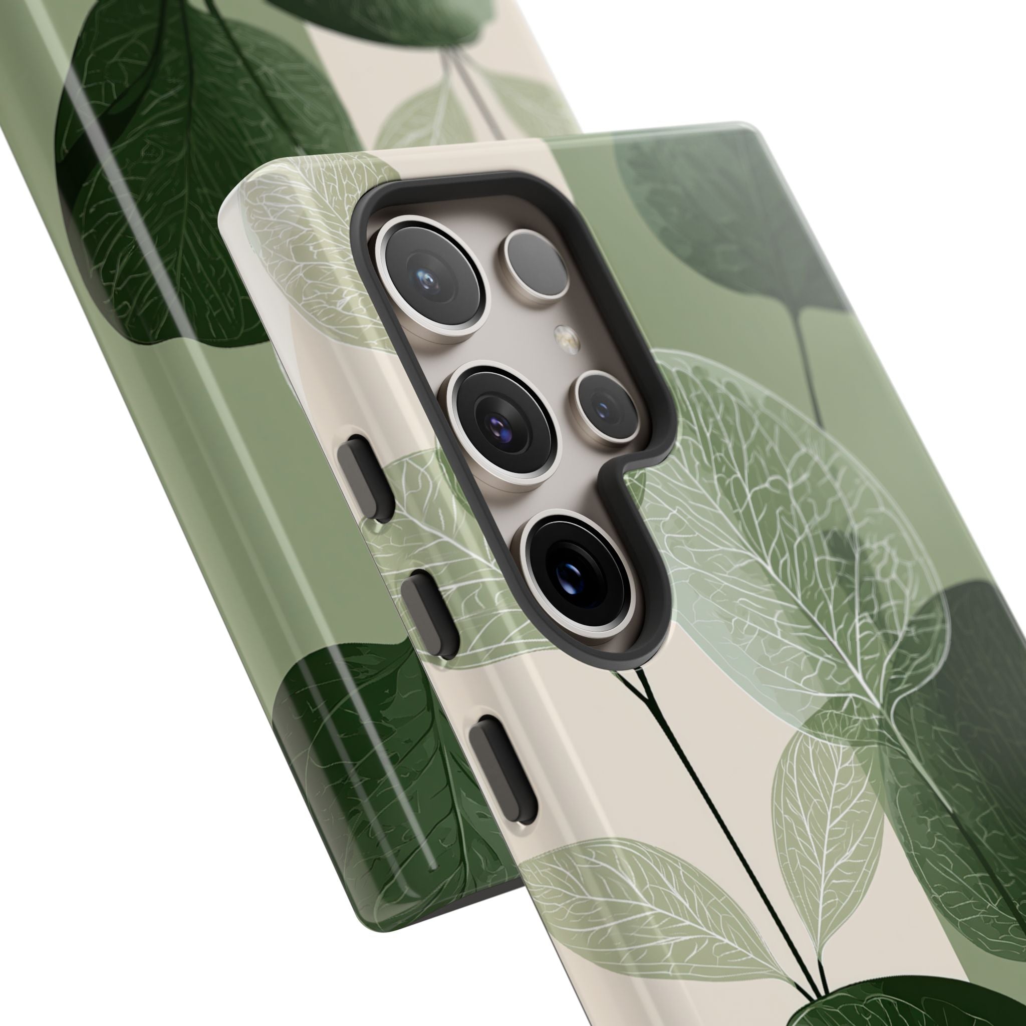 Green Tough Phone Case for Samsung - Sage Leaf Skeletals