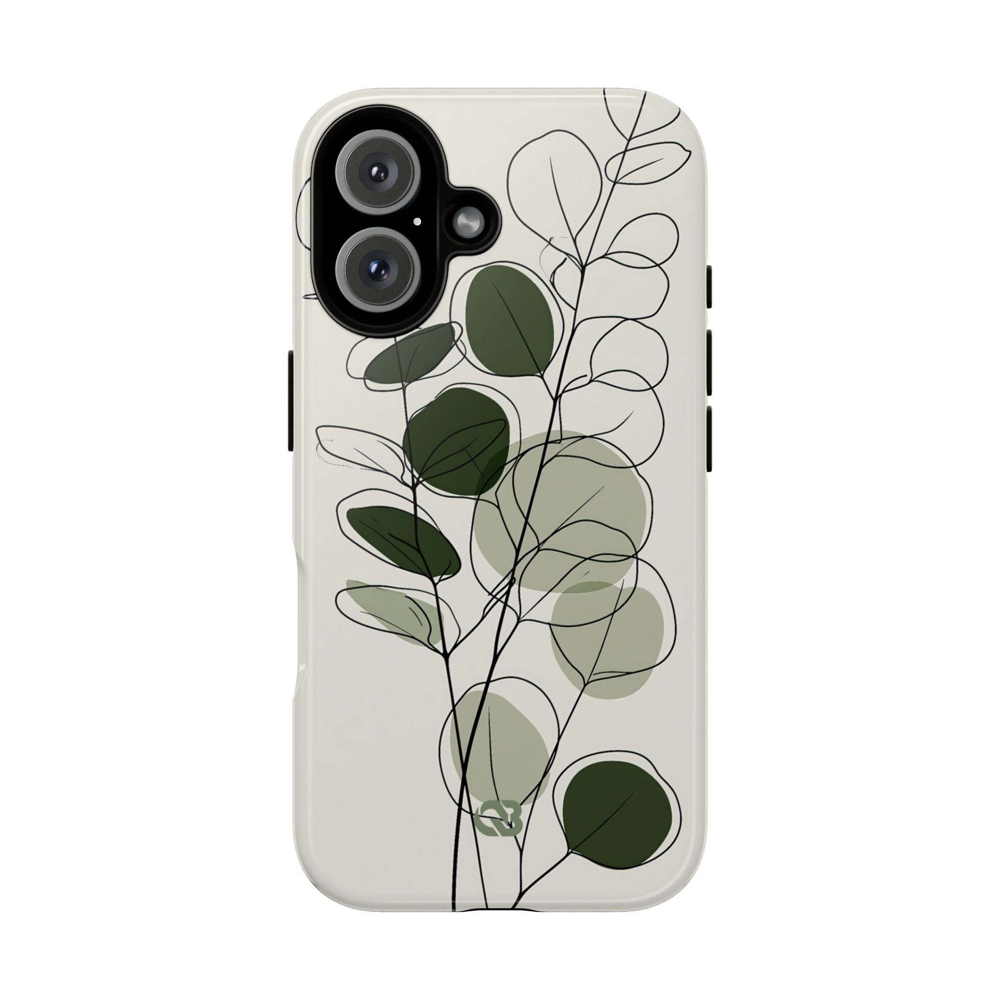 Green Tough Phone Case for iPhone - Muted Eucalyptus Sketch