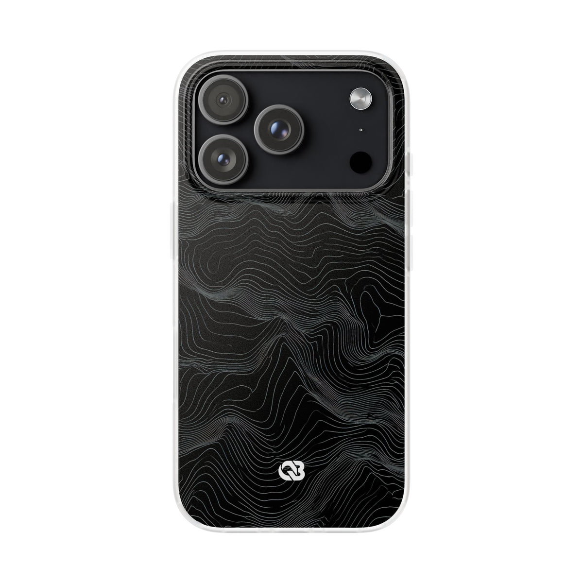 Black Lite Phone Case for iPhone - Obsidian Topo Wireframe