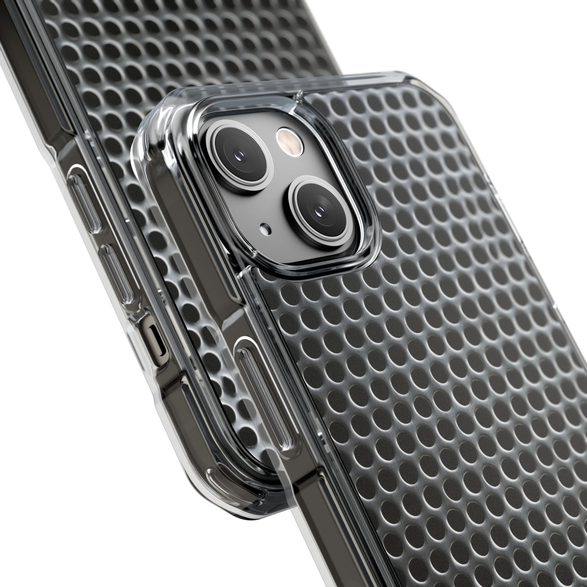 Silver Impact MagSafe Phone Case for iPhone - Brutalist Steel Mesh