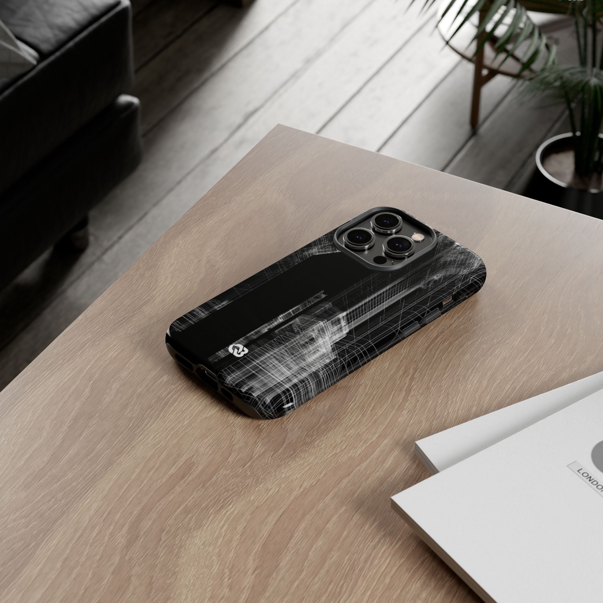 Black Tough Phone Case for iPhone - Ghost Urban Wireframe