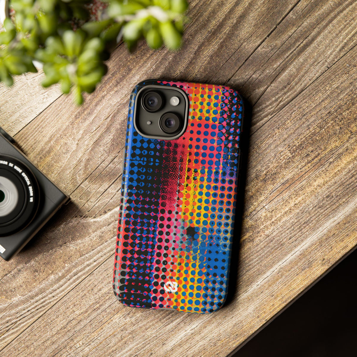 Chromatic Halftone Grid · Tough Phone Case for iPhone · Blue