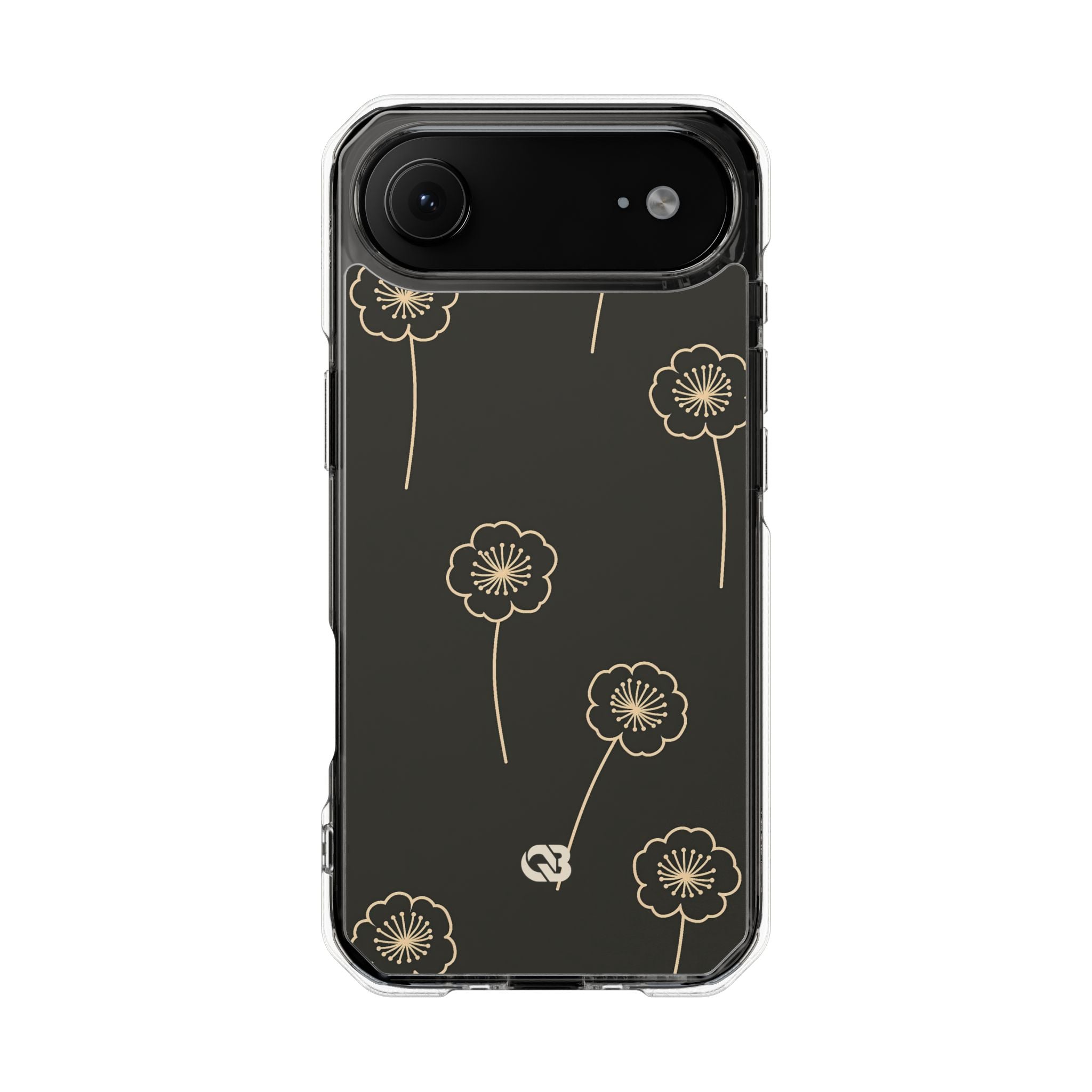 Black Impact MagSafe Phone Case for iPhone - Obsidian Sand Petals