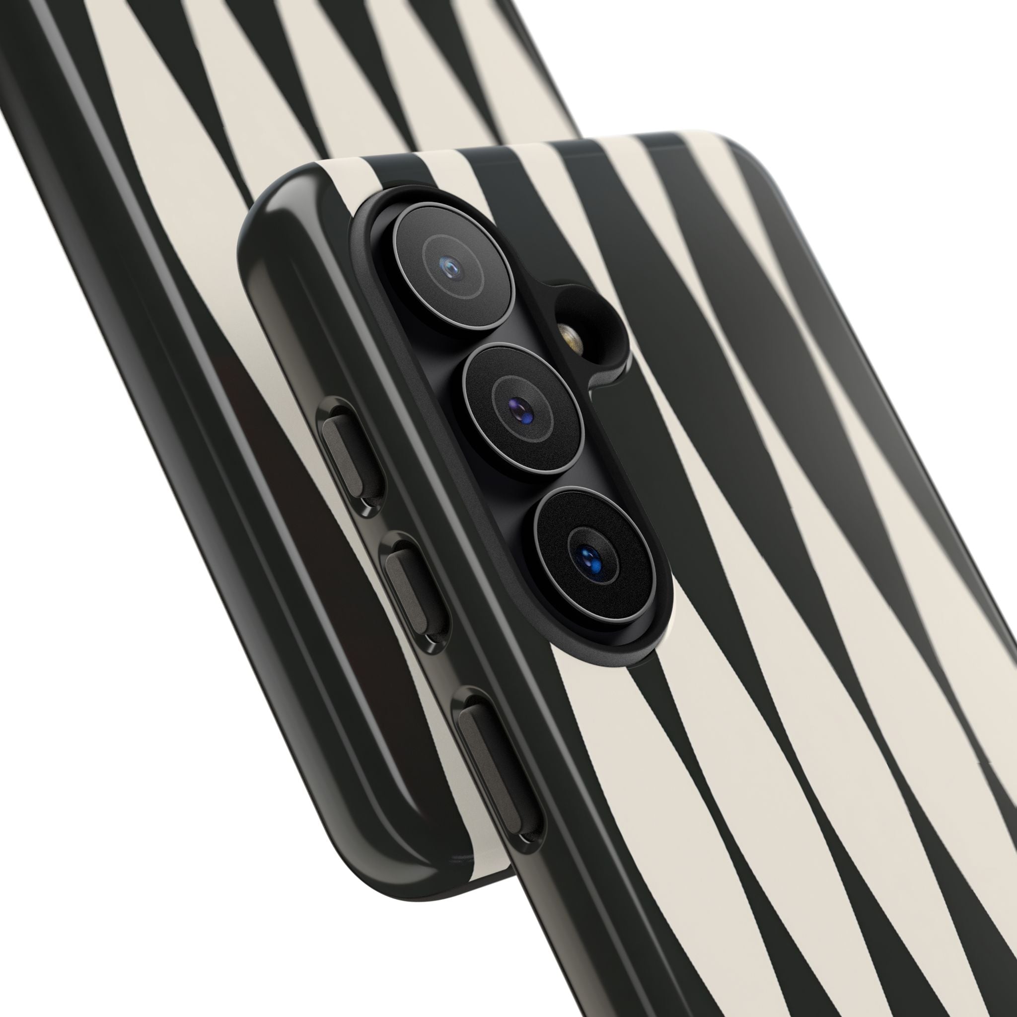 Black Tough Phone Case for Samsung - Ivory Spindle Grid
