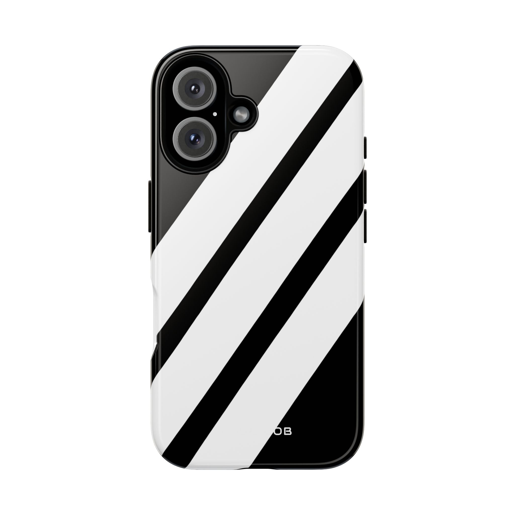 Diagonal Bands Noir iPhone 16 Case - Tough