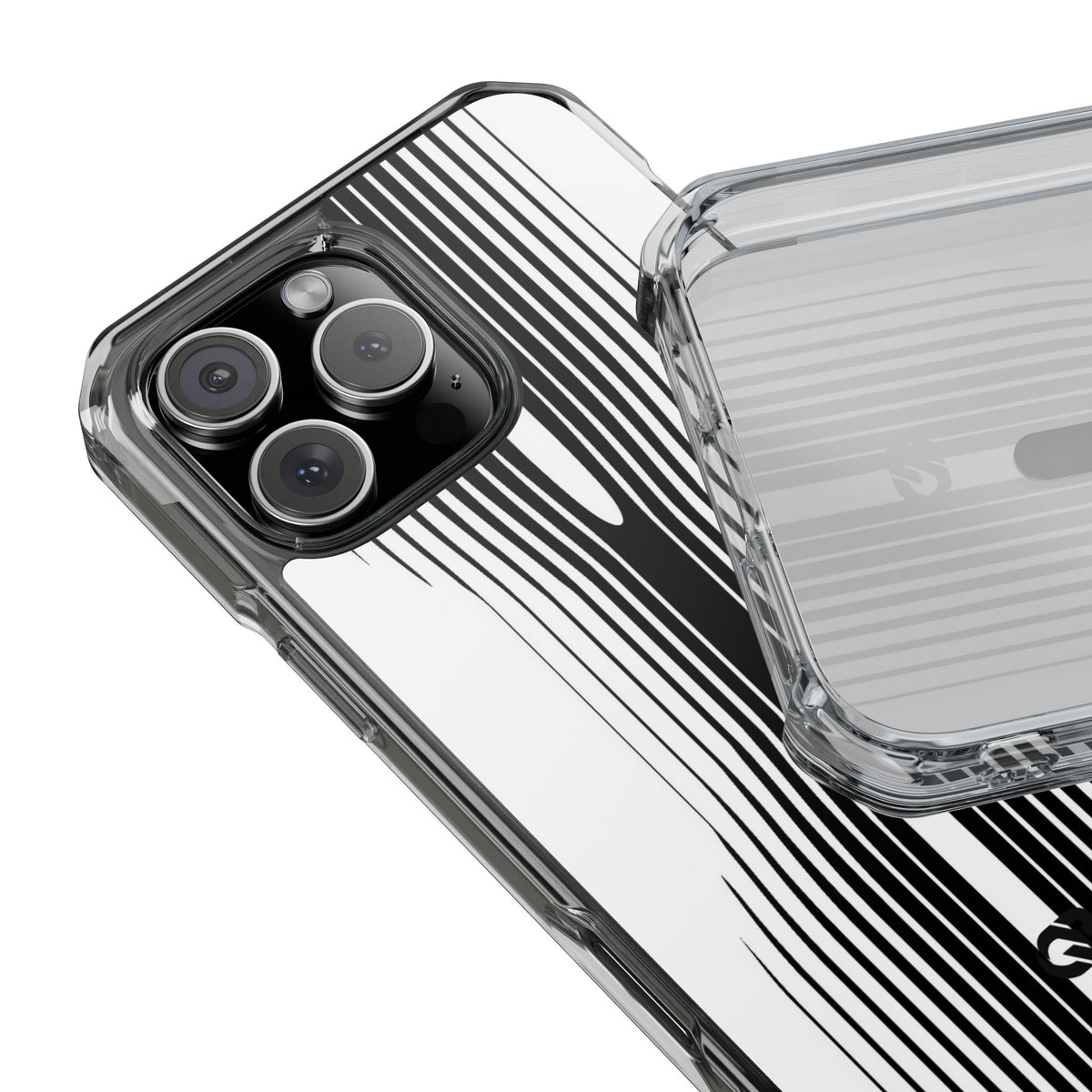 White Impact MagSafe Phone Case for iPhone - Kinetic Mono Distortion