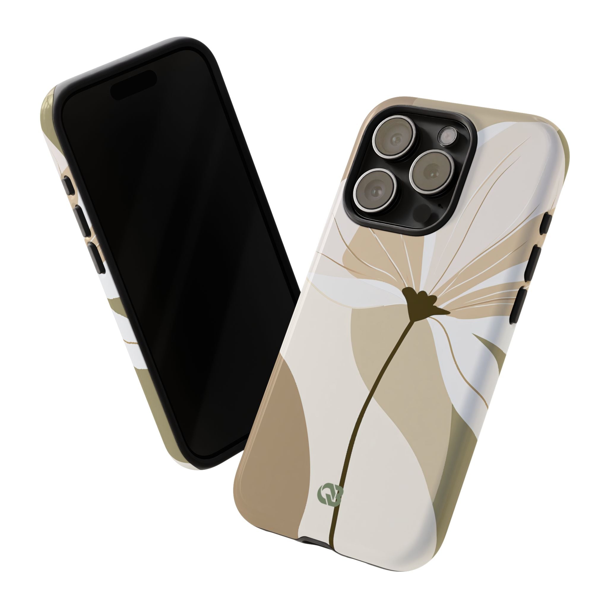 Beige Tough Phone Case for iPhone - Sage Linen Magnolia