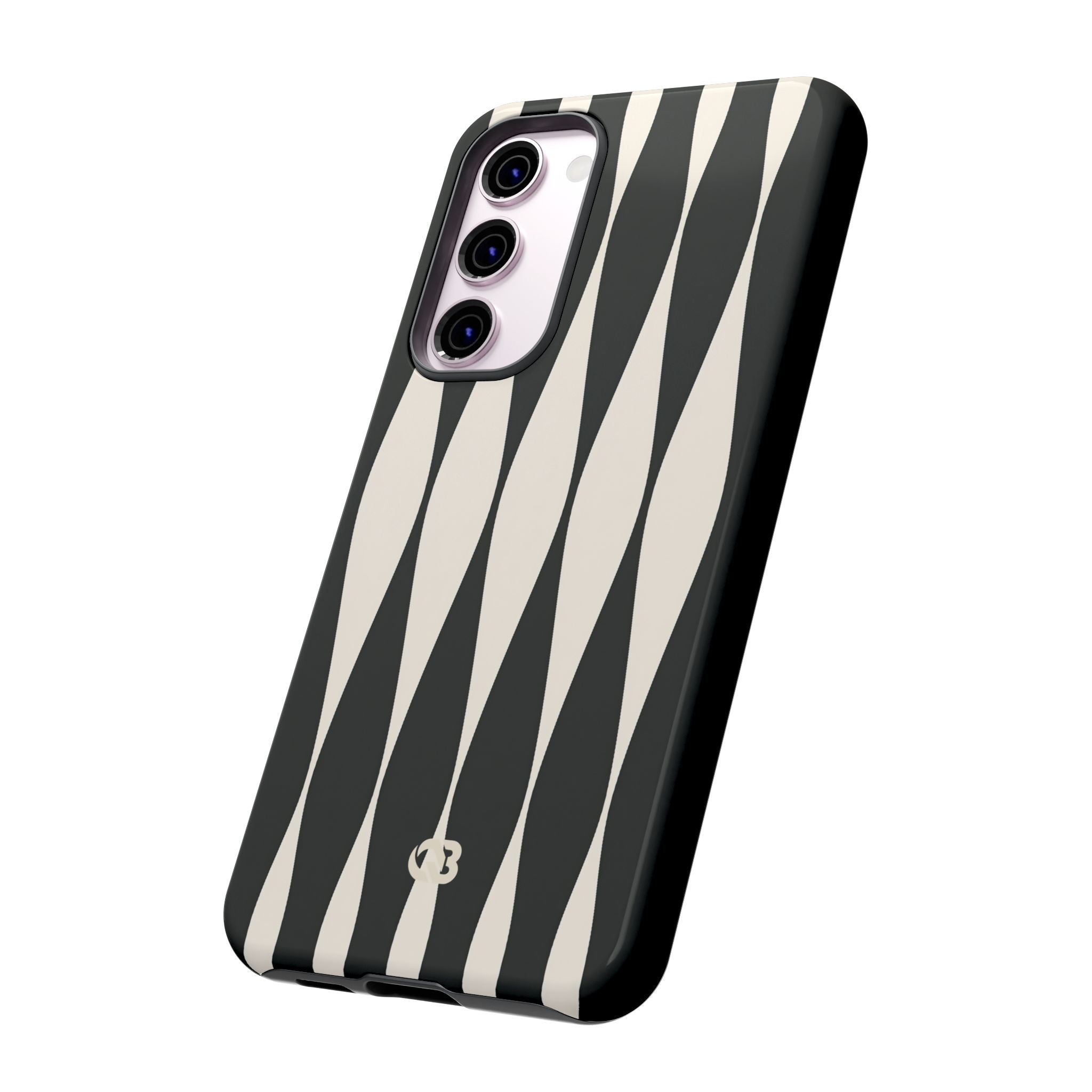 Black Tough Phone Case for Samsung - Ivory Spindle Grid