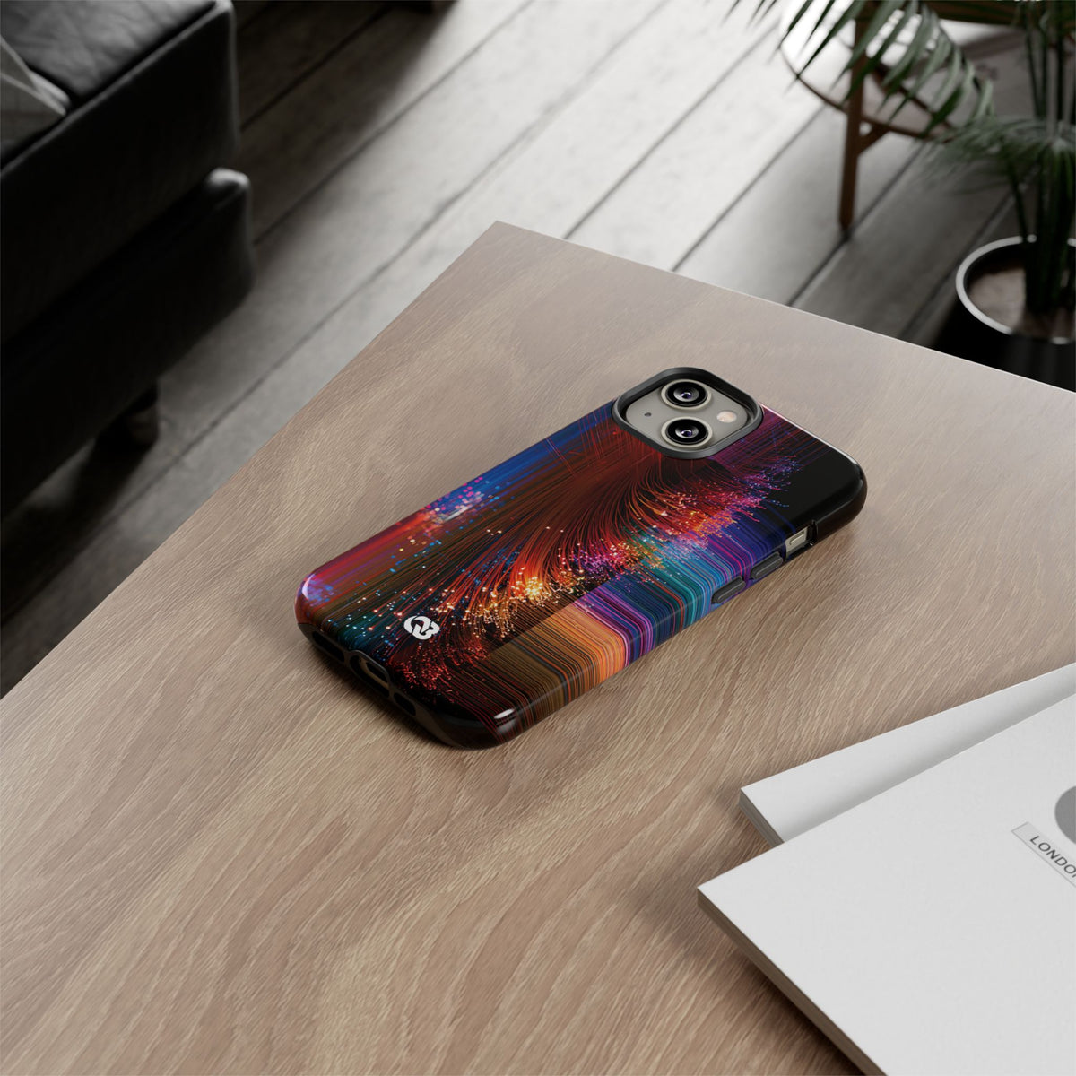 Black Tough Phone Case for iPhone - Cyber Optic Streak