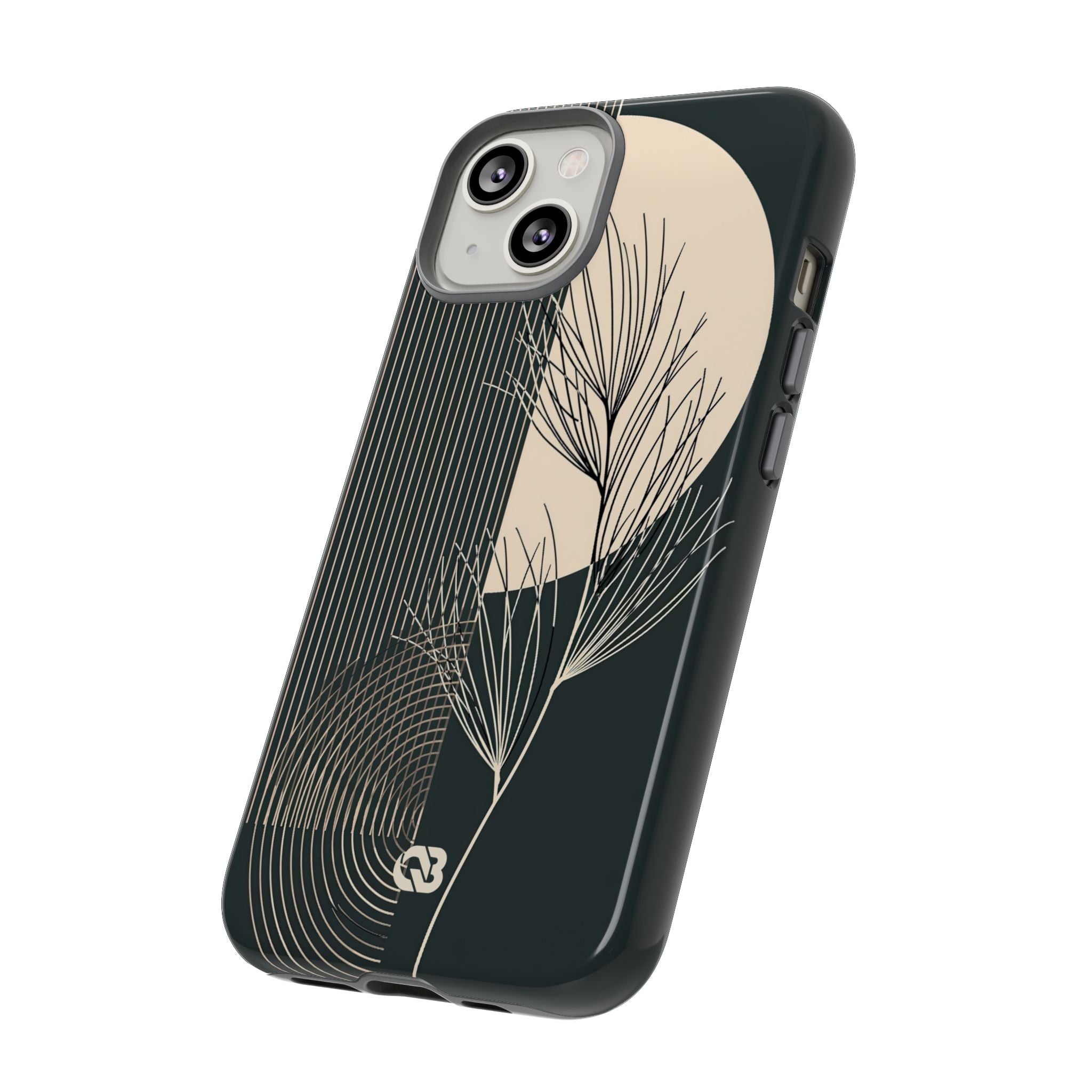 Black Tough Phone Case for iPhone - Obsidian Sand Willow