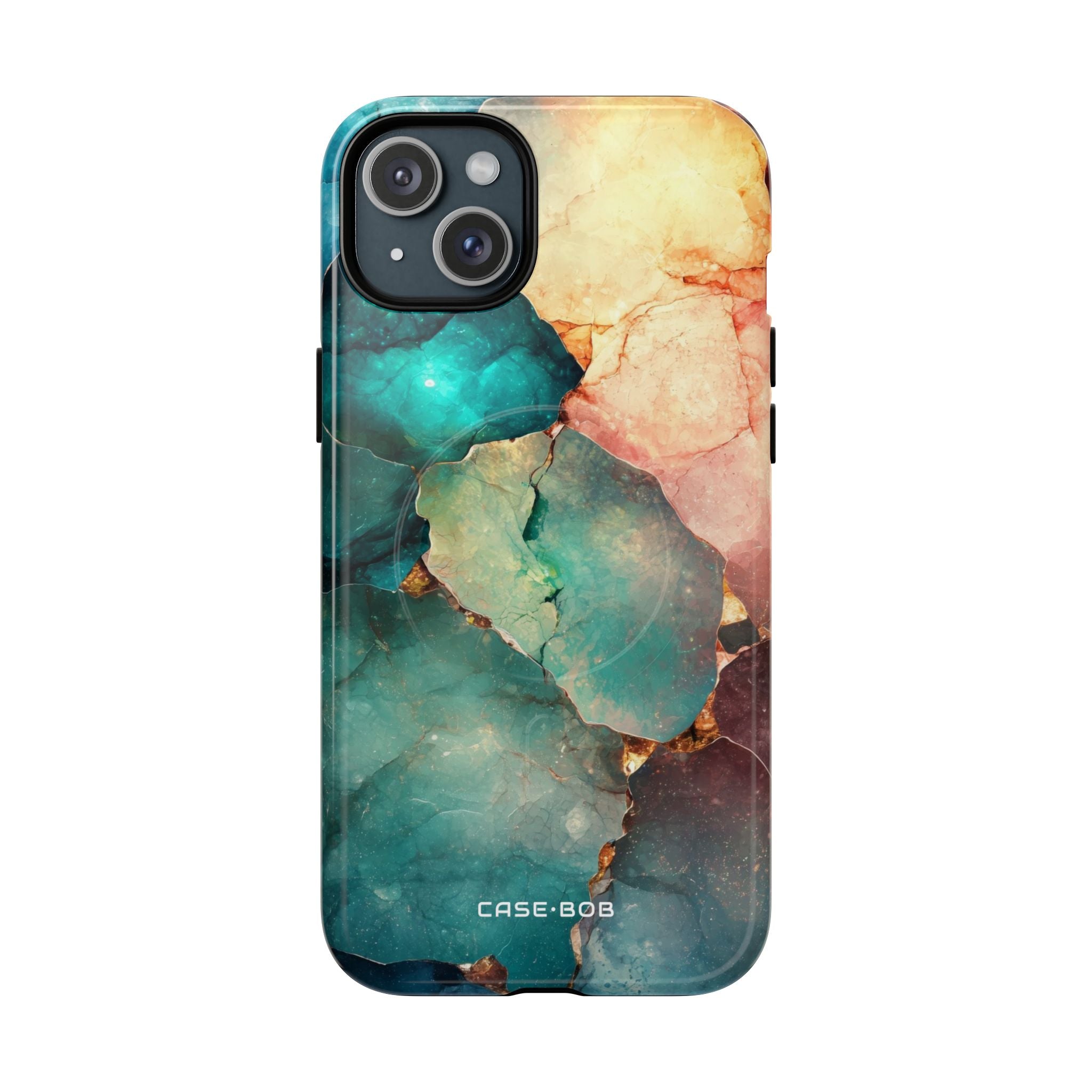 Teal Mosaic Veins iPhone 15 Plus Cover - Tough+