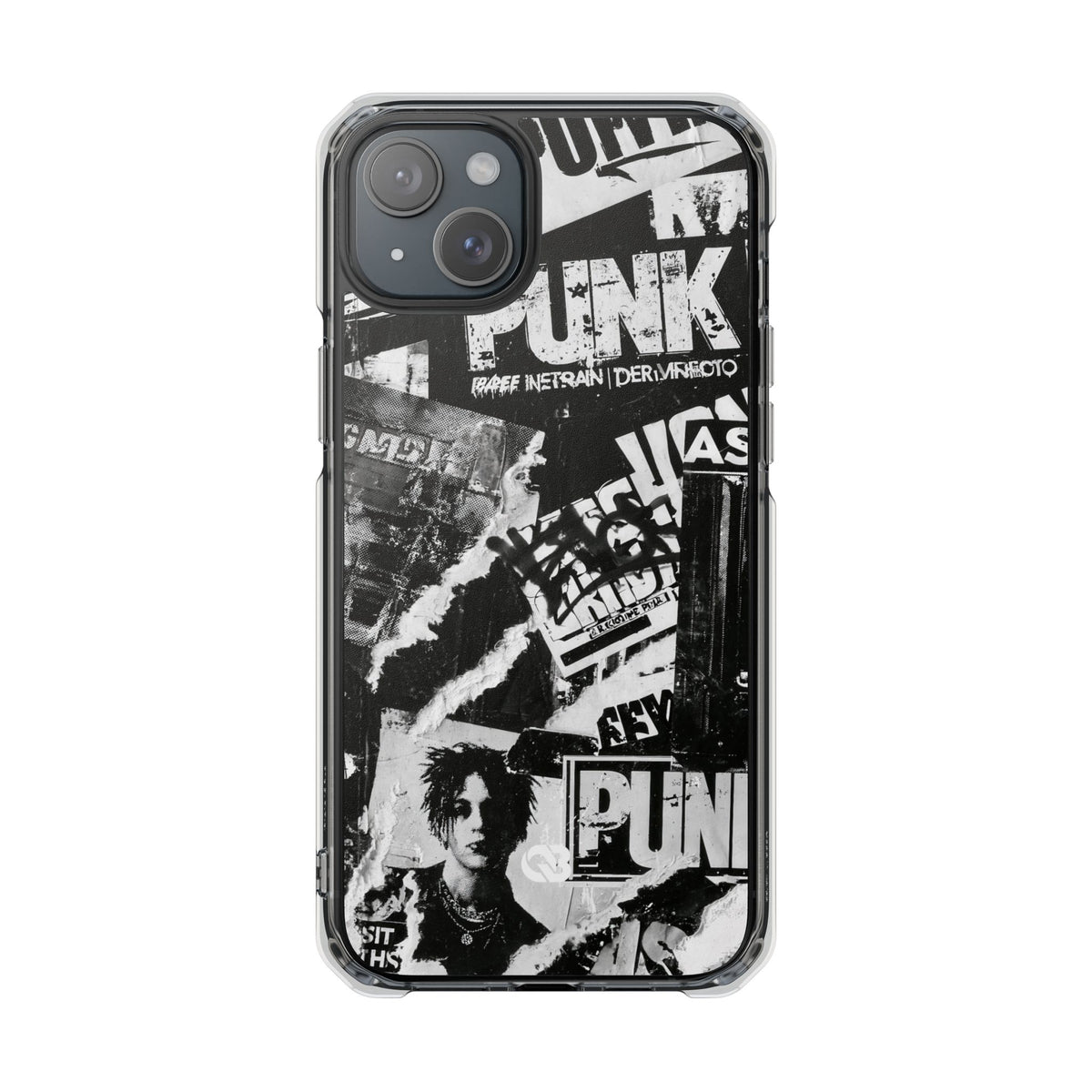 Underground Punk Collage · Clear Impact Magnetic Phone Case for iPhone · Black